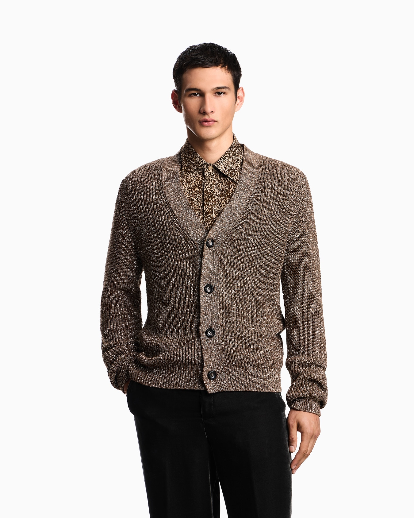 Cardigan en maille lurex à demi-côtes anglaises Diapositive 3