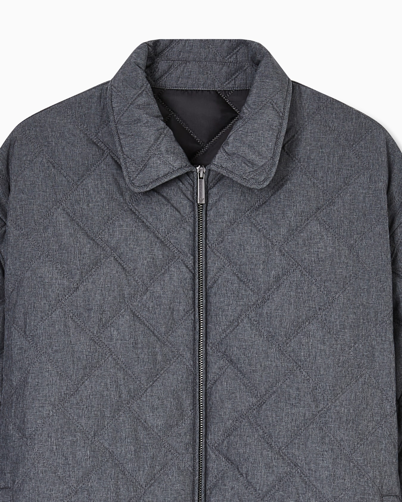 올오버 체크 마이크로 프린트 퀼팅 나일론 블루종 슬라이드 5