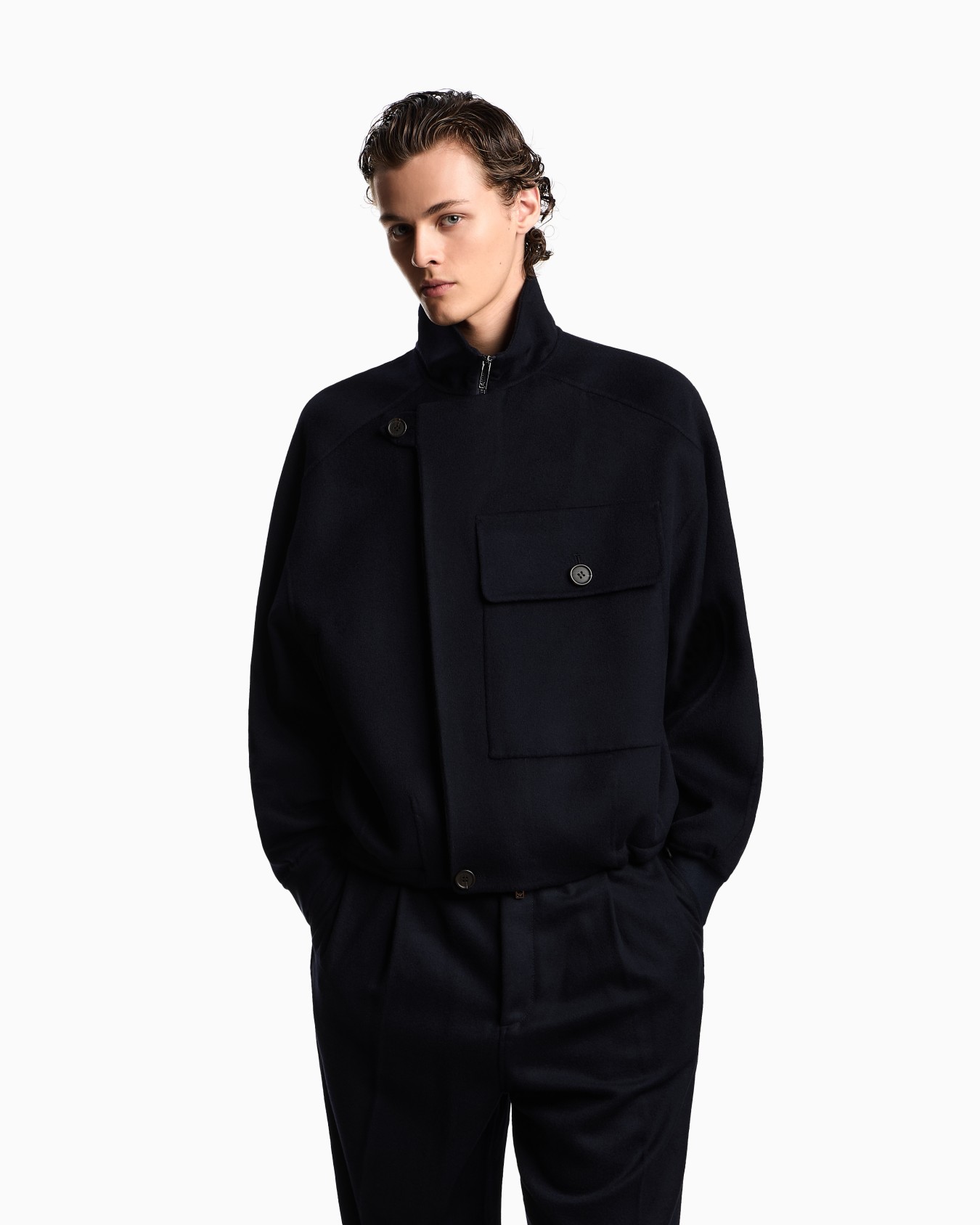 Blouson en tissu de laine avec grande poche Diapositive 3