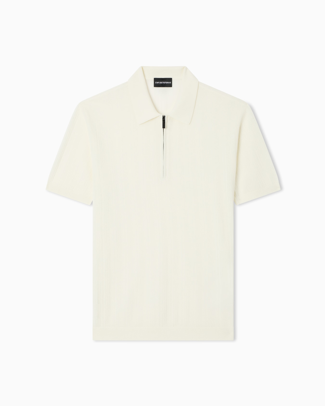 Vertical tuck-stitch jumper with polo-shirt collar Slide 0