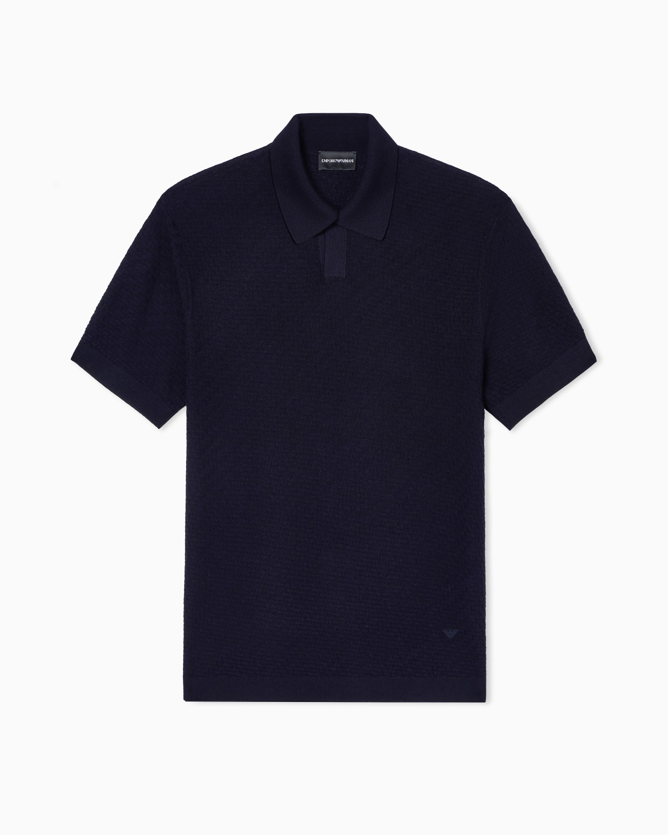 Polo shirt-collar jumper in virgin wool with check motif Slide 0