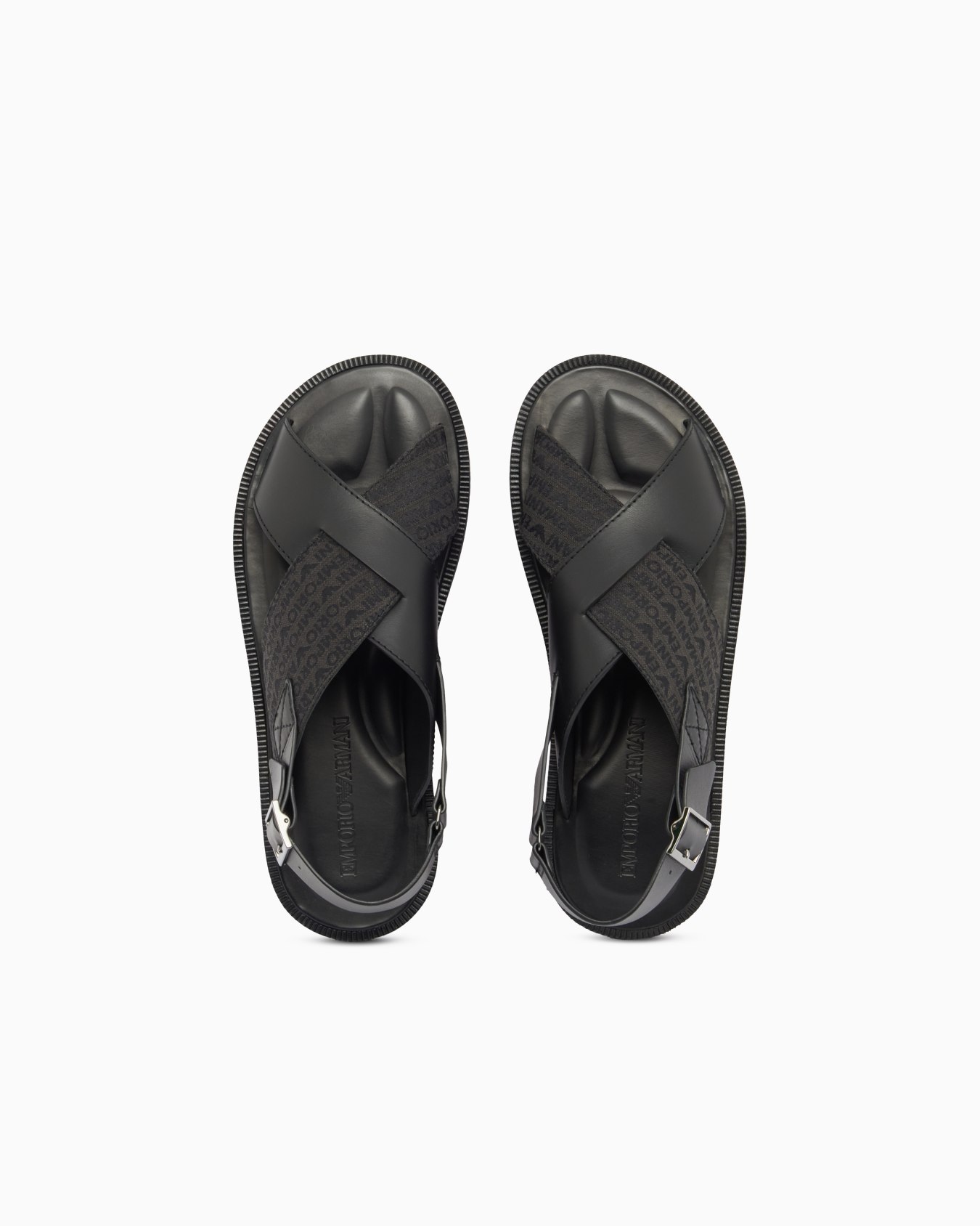 クロスサンダル レザー／ジャカードファブリック スライドする 2