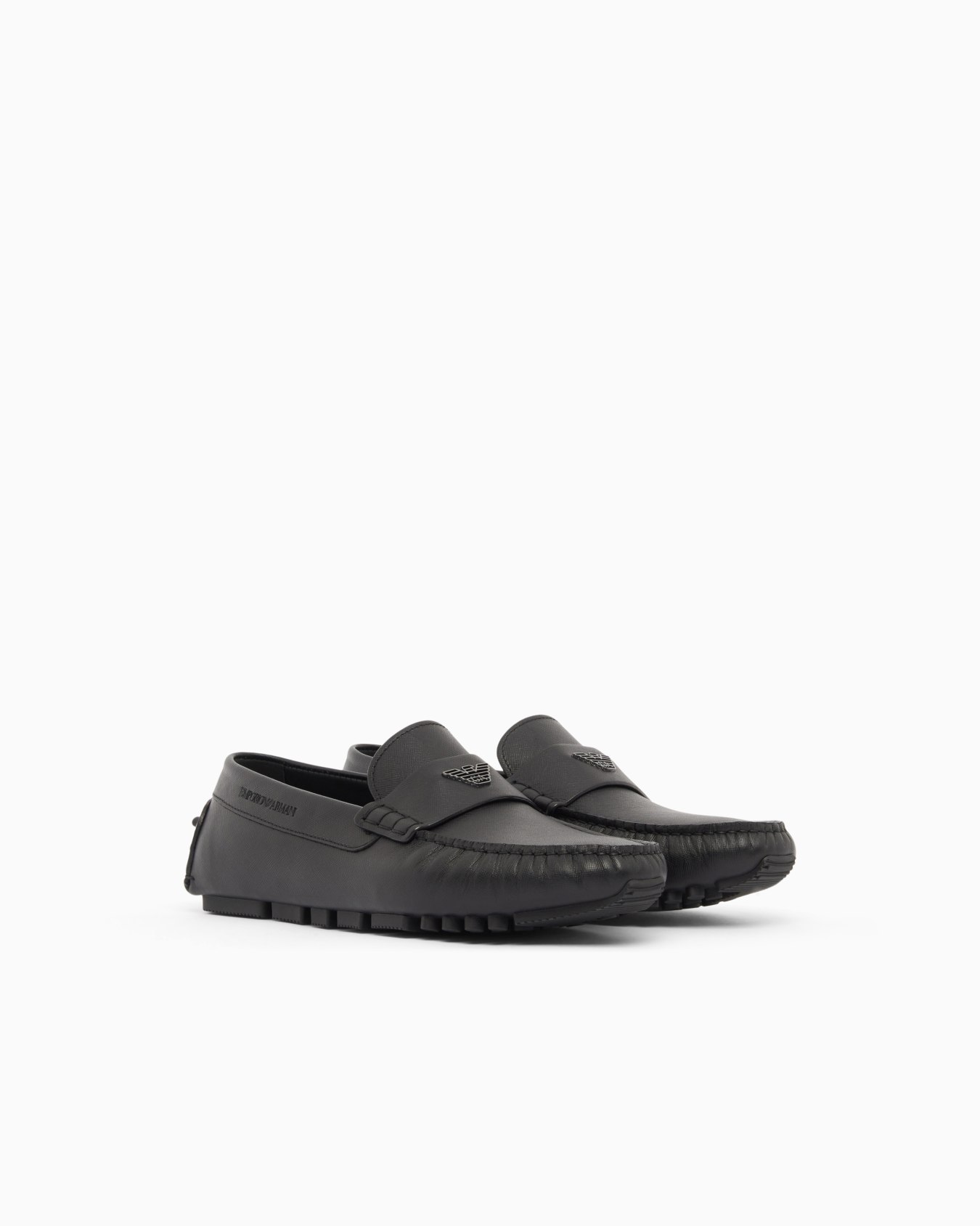 Saffiano leather driving loafers Slide 1