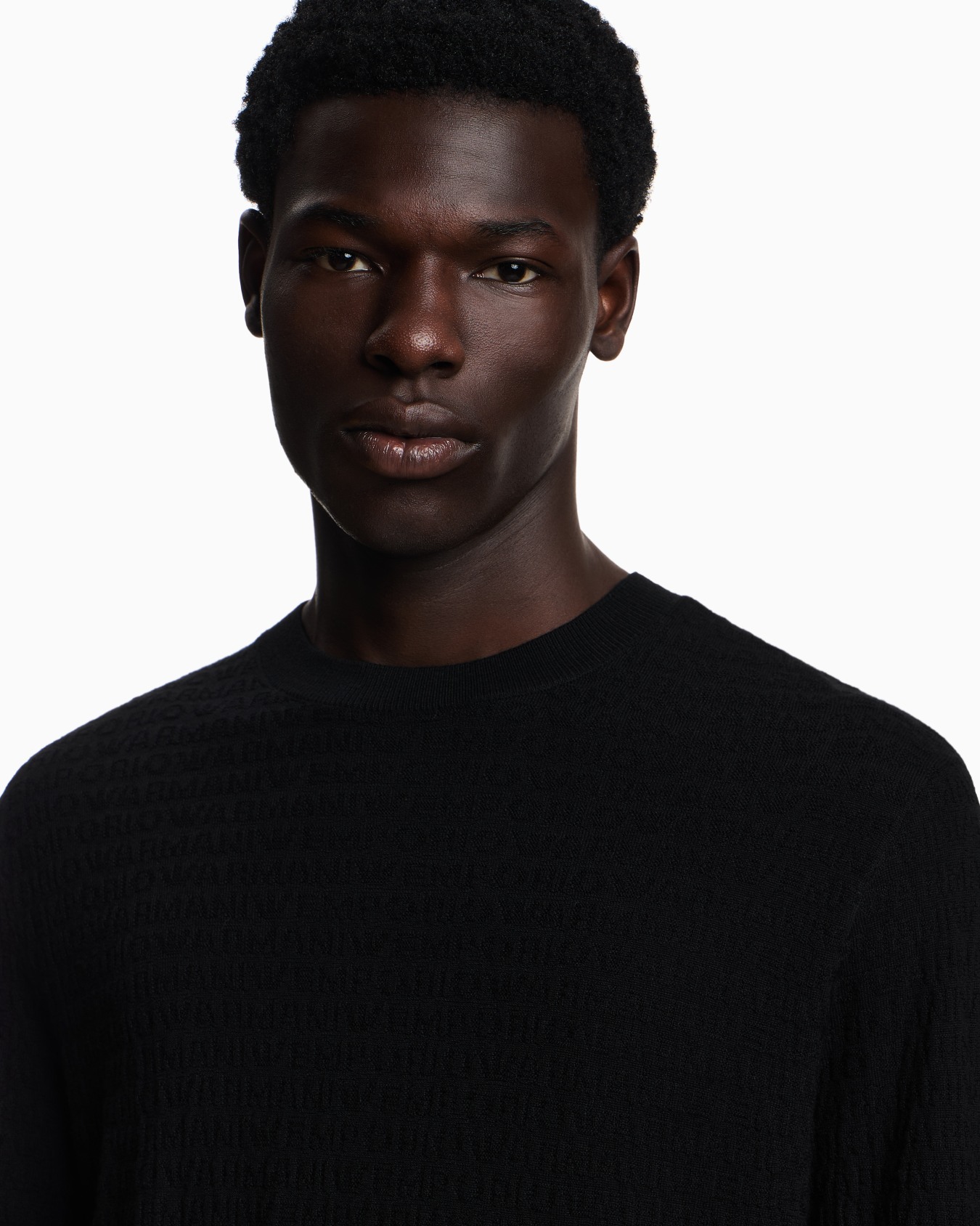 Jacquard virgin wool sweater with all-over lettering Slide 4