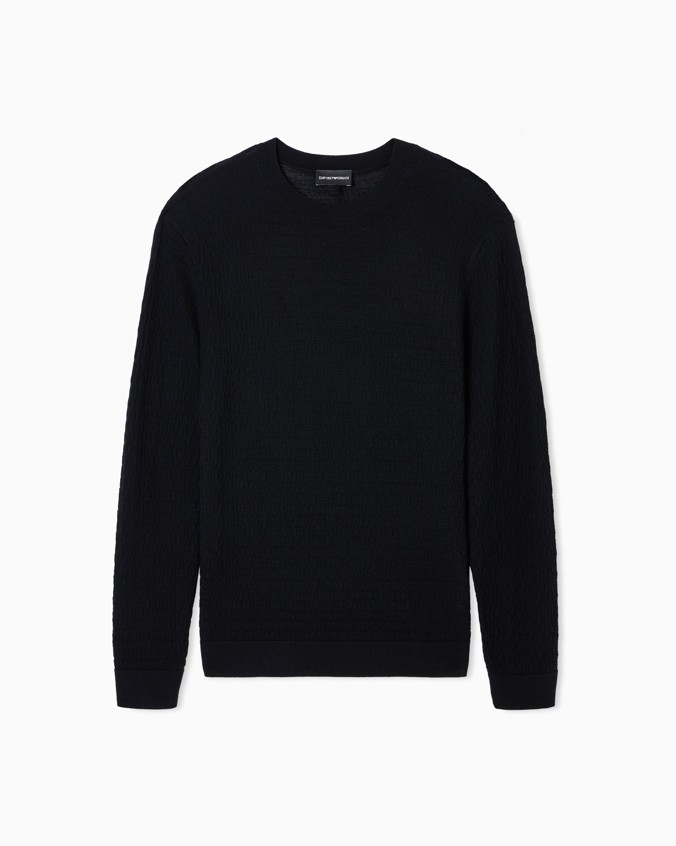 Jacquard virgin wool sweater with all-over lettering Slide 0