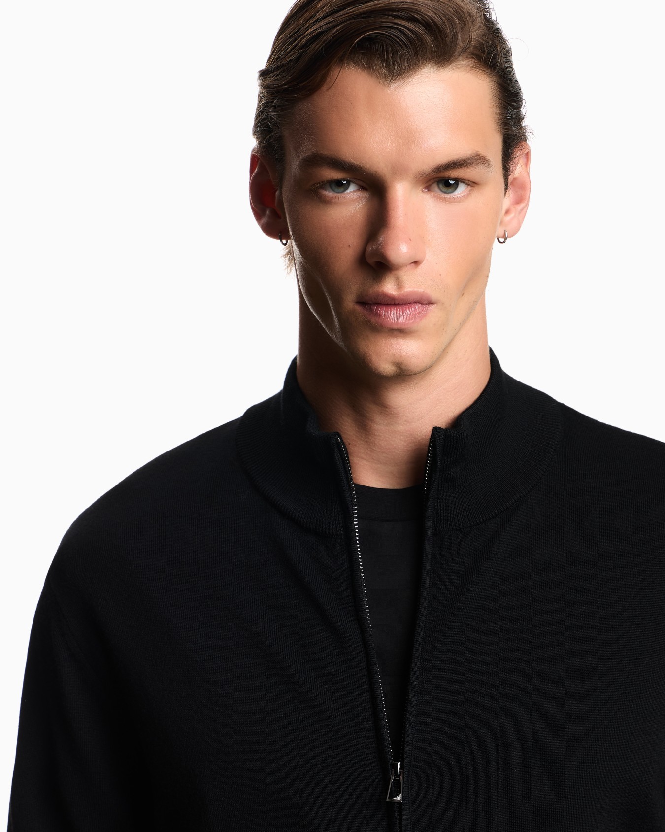 Cardigan entièrement zippé en laine vierge rase Diapositive 4