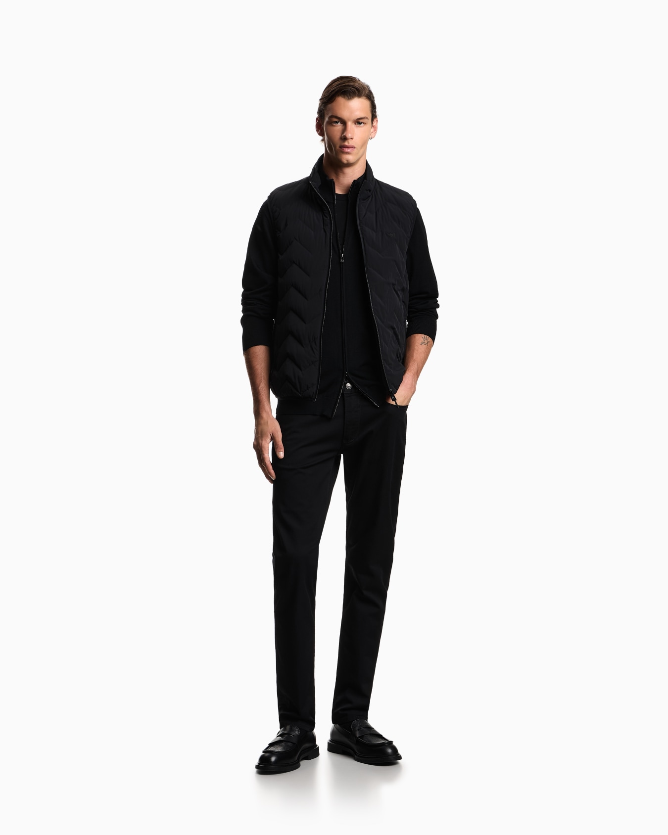 Cardigan entièrement zippé en laine vierge rase Diapositive 1