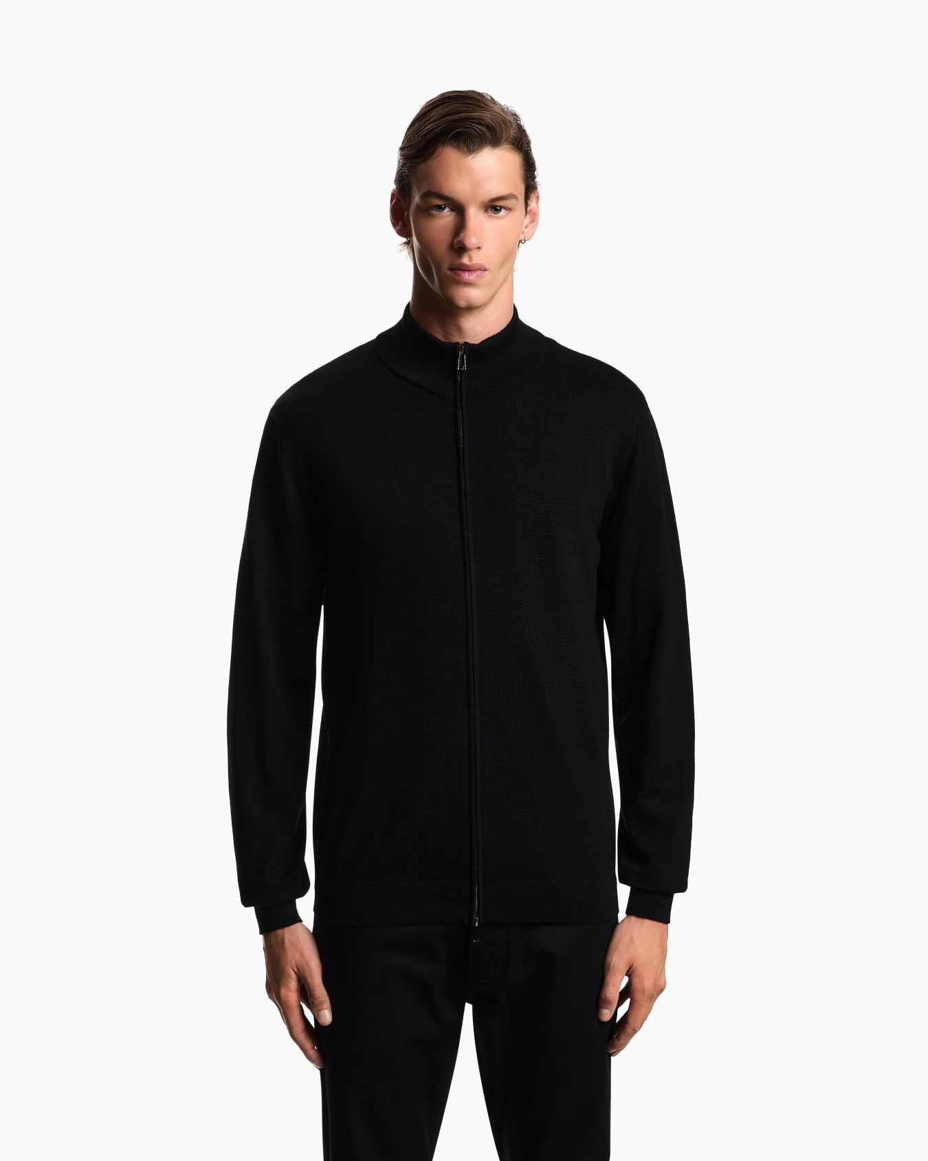 Cardigan entièrement zippé en laine vierge rase Diapositive 3