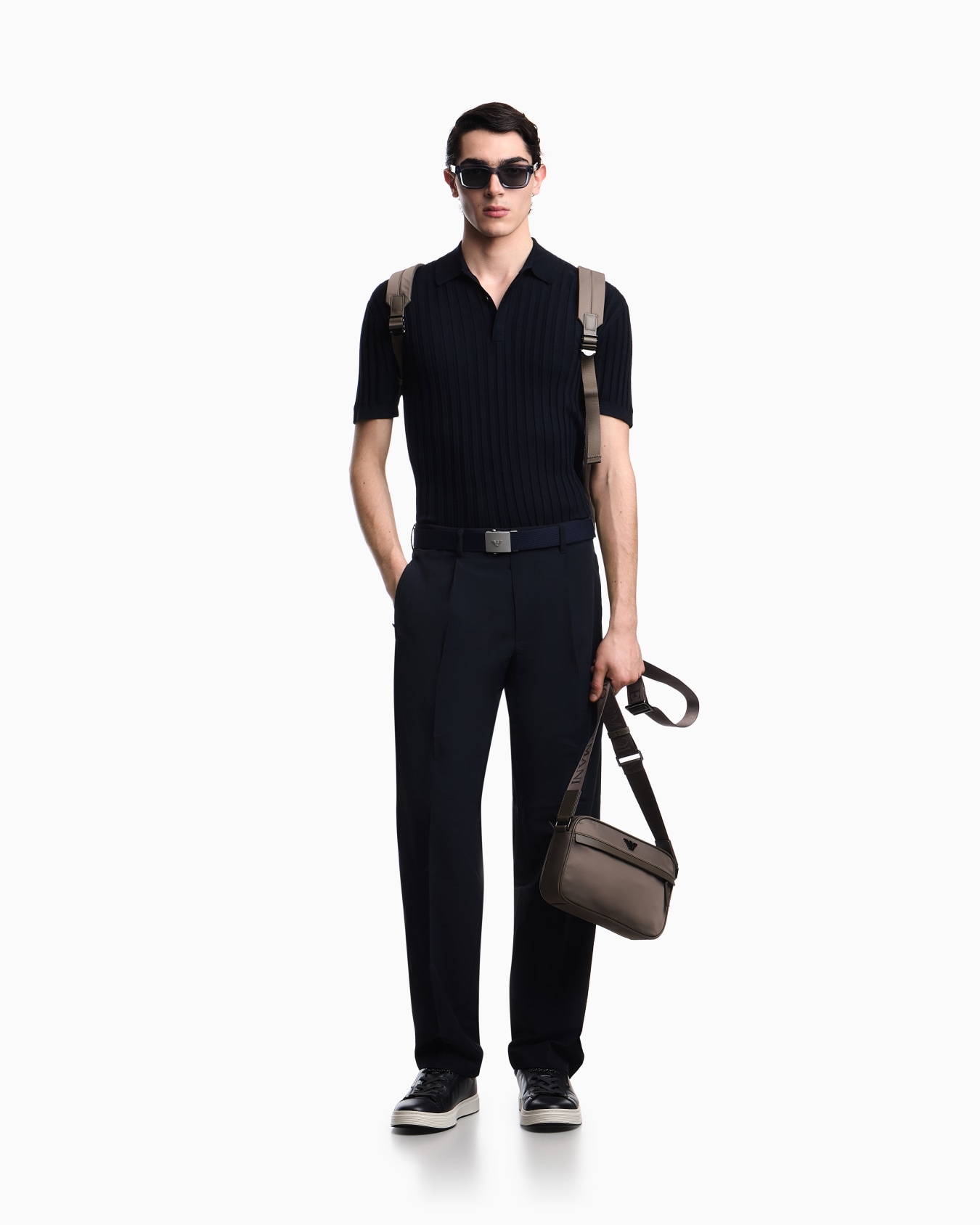 Travel Essential jacquard polo collar sweater Slide 1