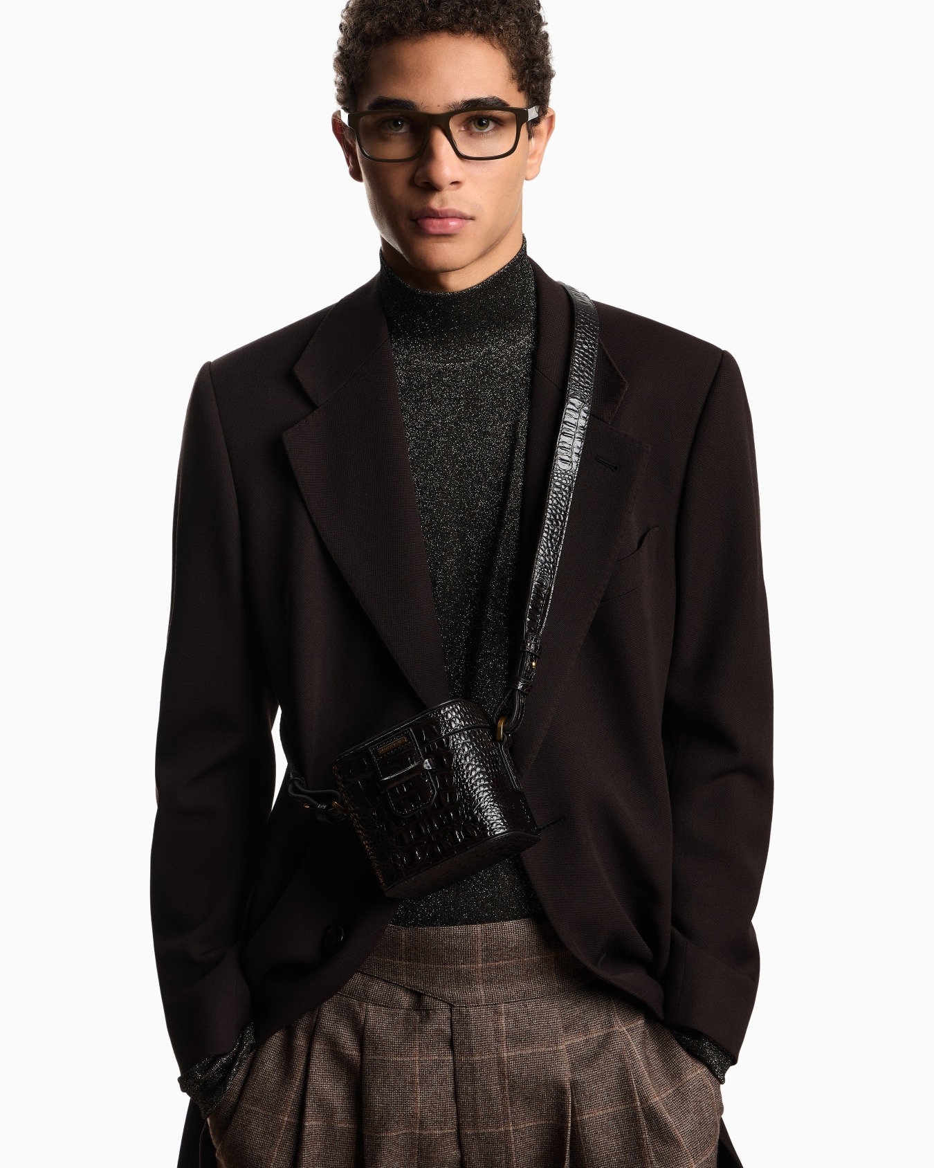 Cross-body bucket bag in crocodile-embossed leather Slide 5
