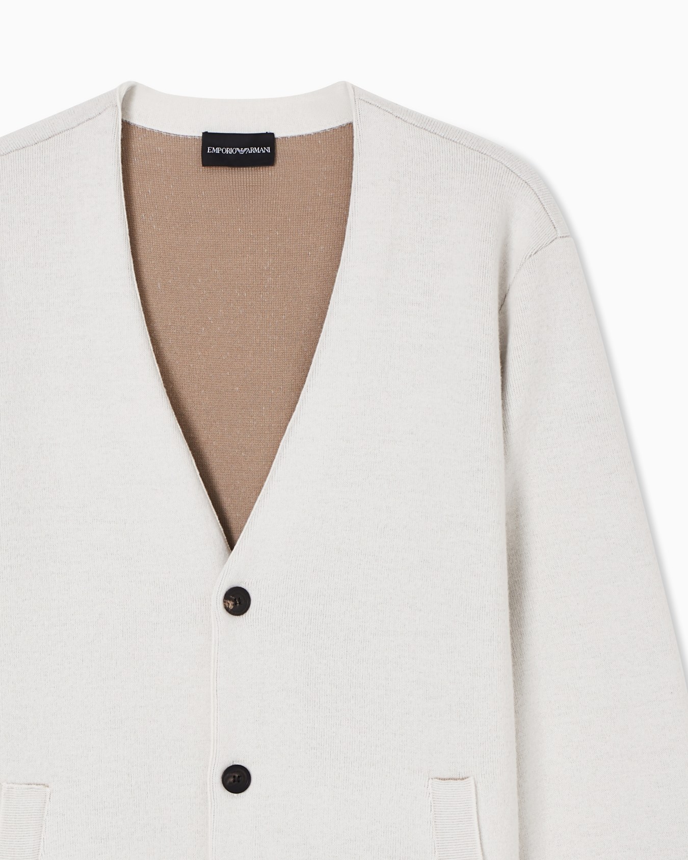 Cardigan scollo V in lana vergine accoppiata Slide 4