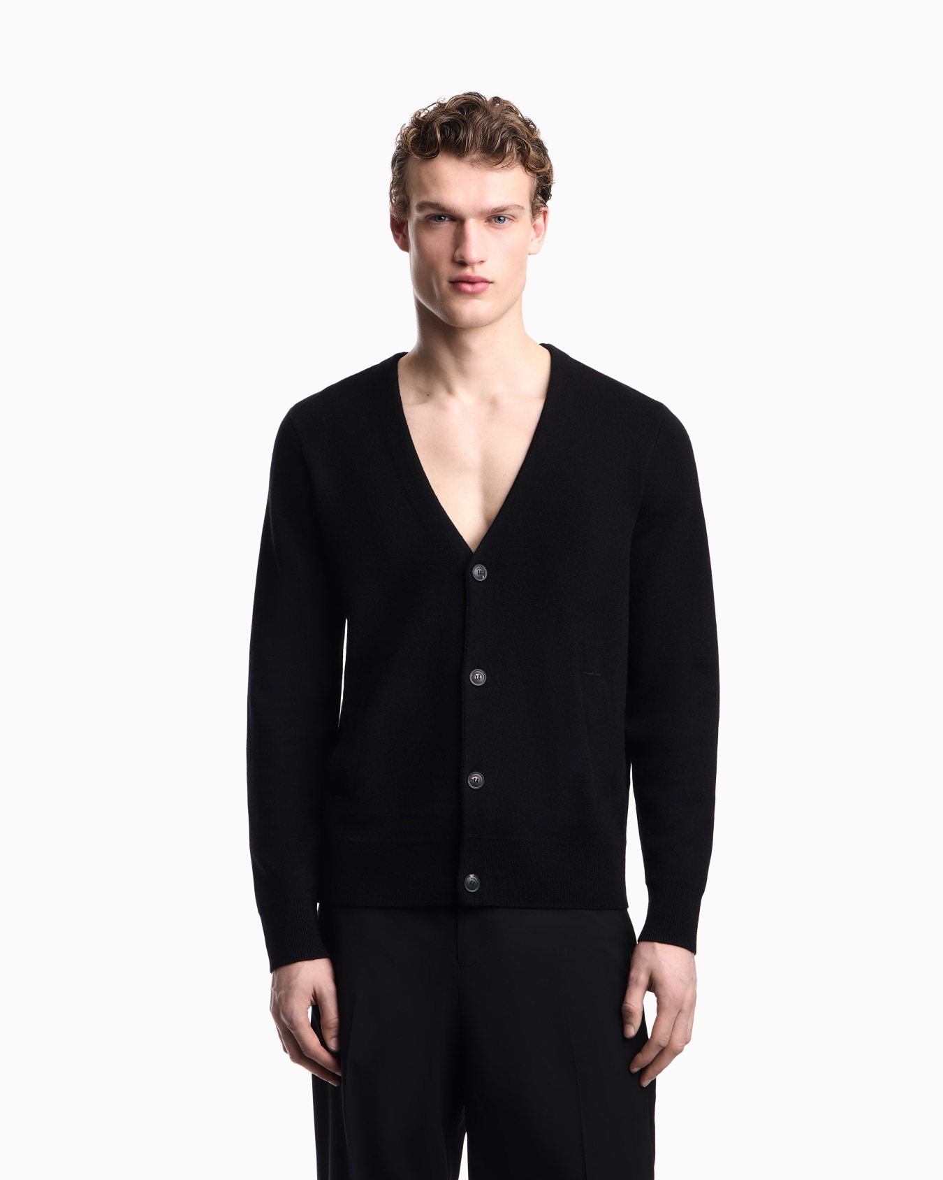 Vネックカーディガン バージンウール ボンディング スライドする 3