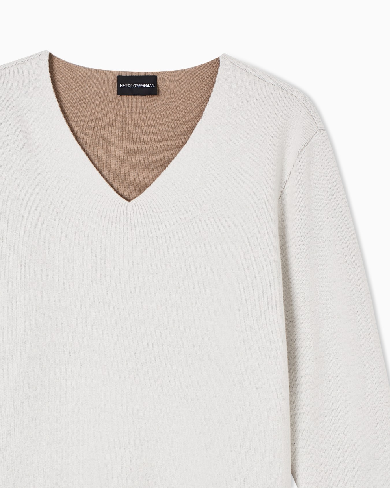 Maglione scollo V in lana vergine accoppiata Slide 4