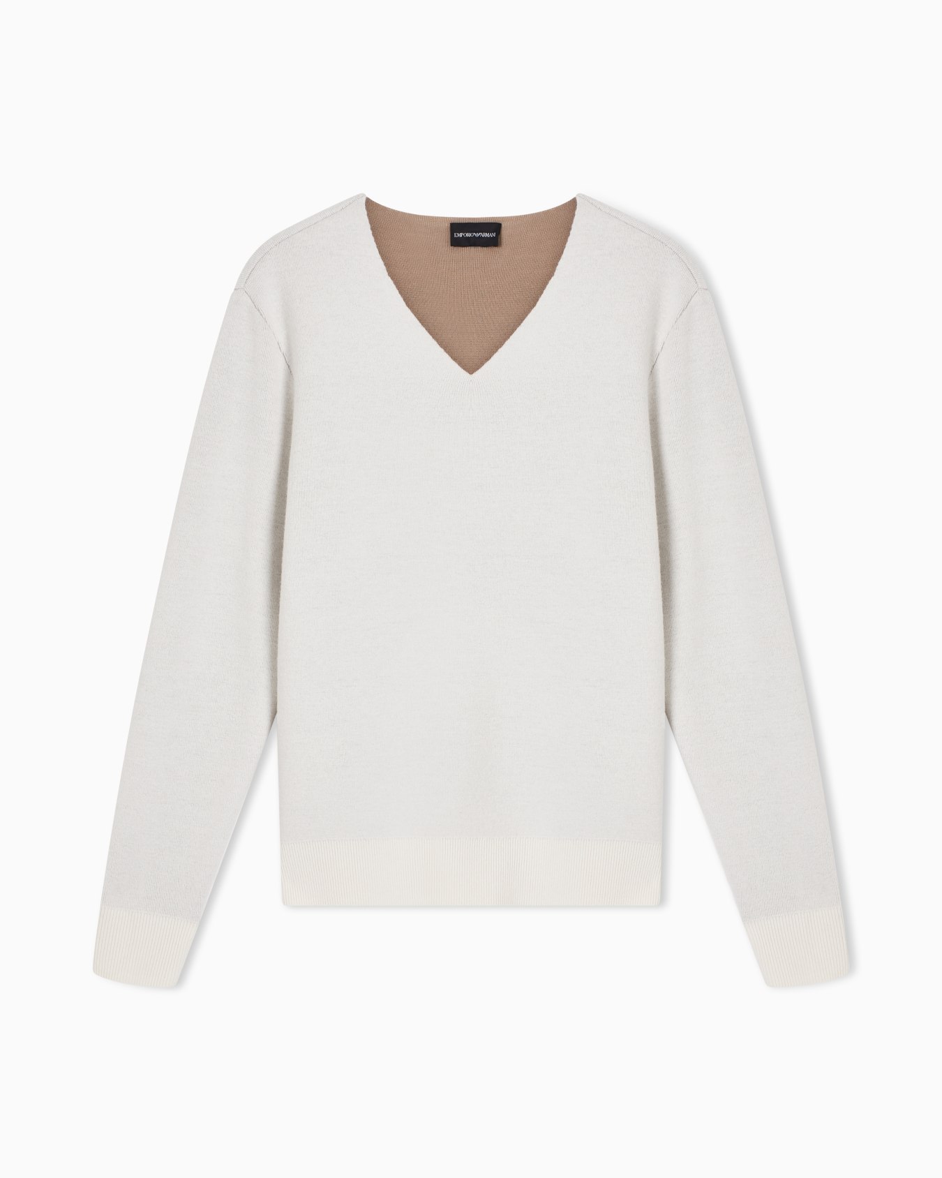 Maglione scollo V in lana vergine accoppiata Slide 0