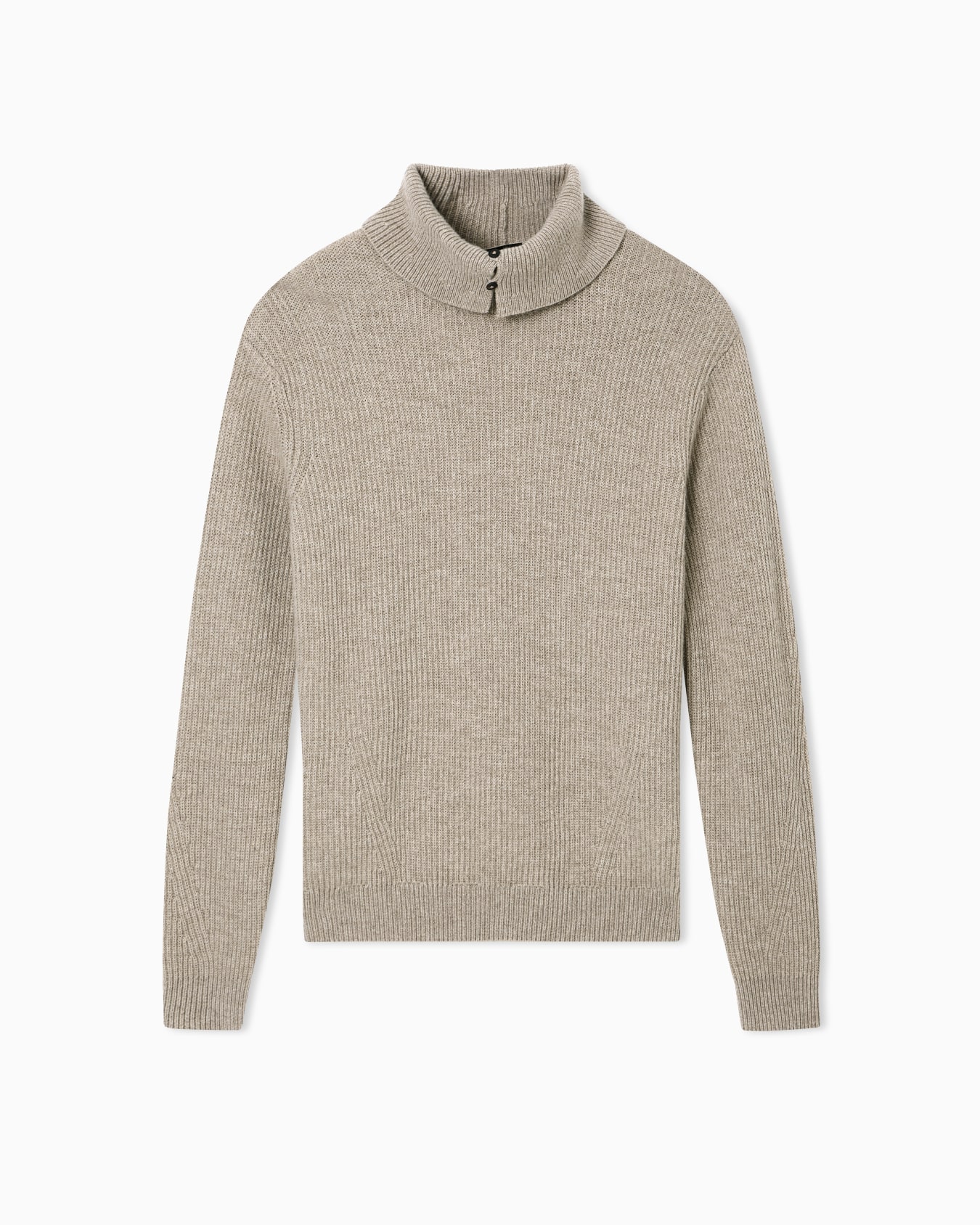 Jersey de cuello alto en lana virgen con punto de canalé inglés Diapositiva 0