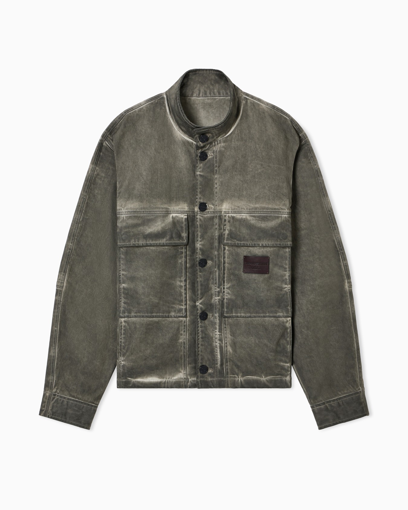 Dirty wash garment-dyed stretch denim jacket Slide 0