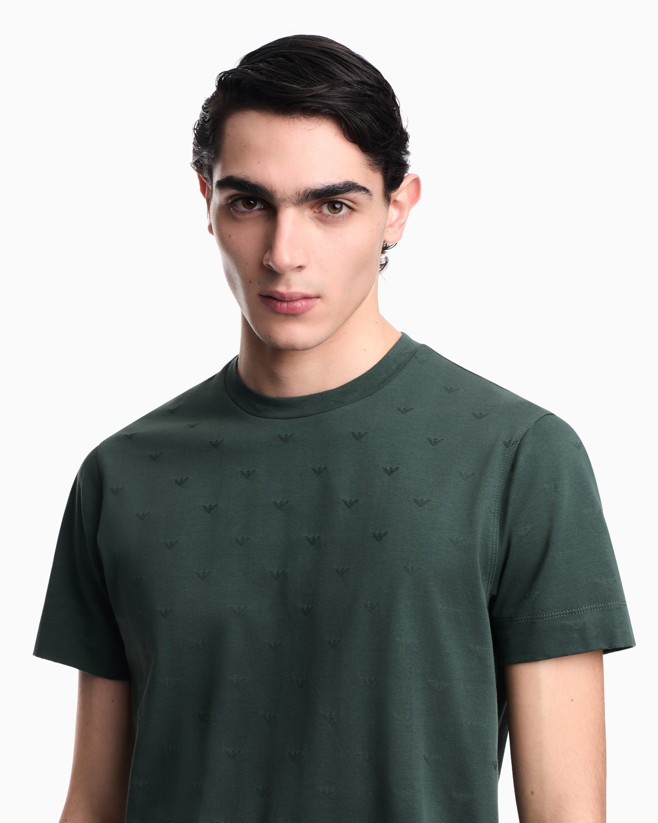 Slim-fit T-shirt in all-over micro eagle jacquard jersey Slide 4