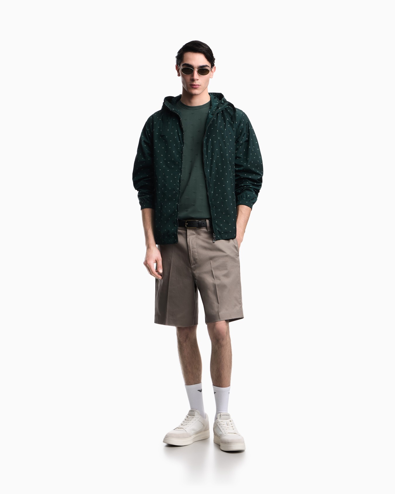 Slim-fit T-shirt in all-over micro eagle jacquard jersey Slide 1