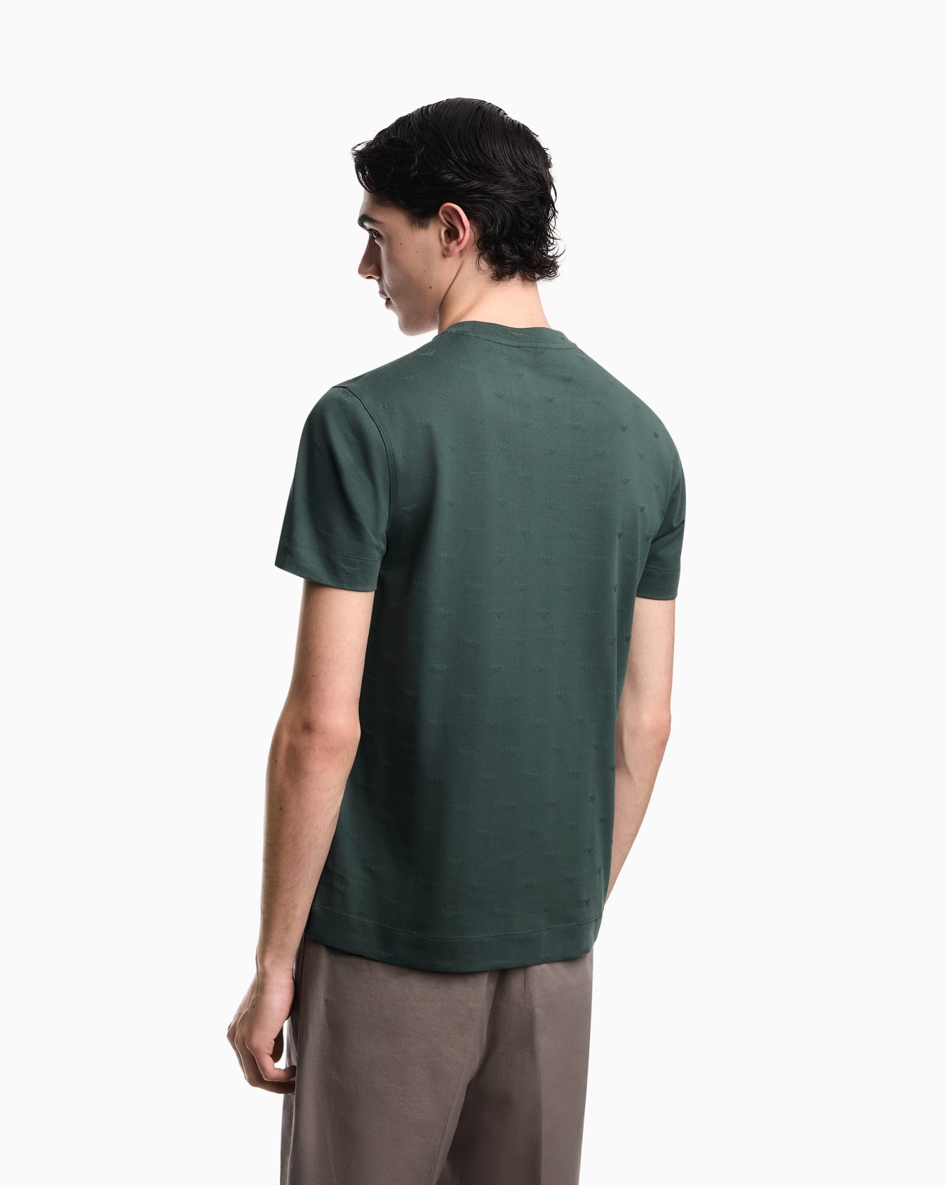 Slim-fit T-shirt in all-over micro eagle jacquard jersey Slide 2