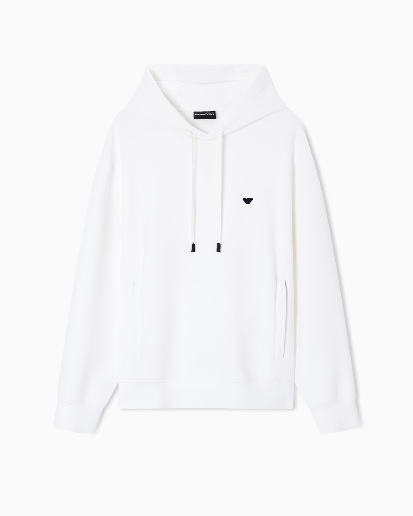 Double-jersey hooded sweatshirt with embroidered micro eagle logo Slide 0