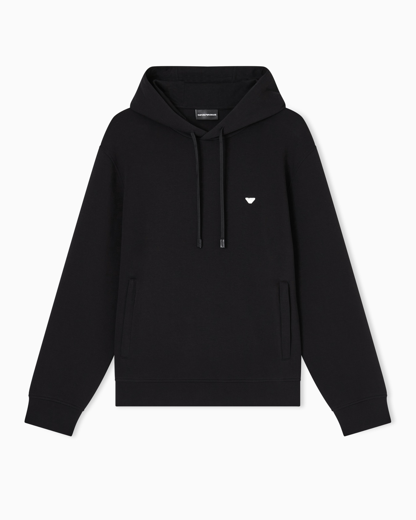 Double-jersey hooded sweatshirt with embroidered micro eagle logo Slide 0