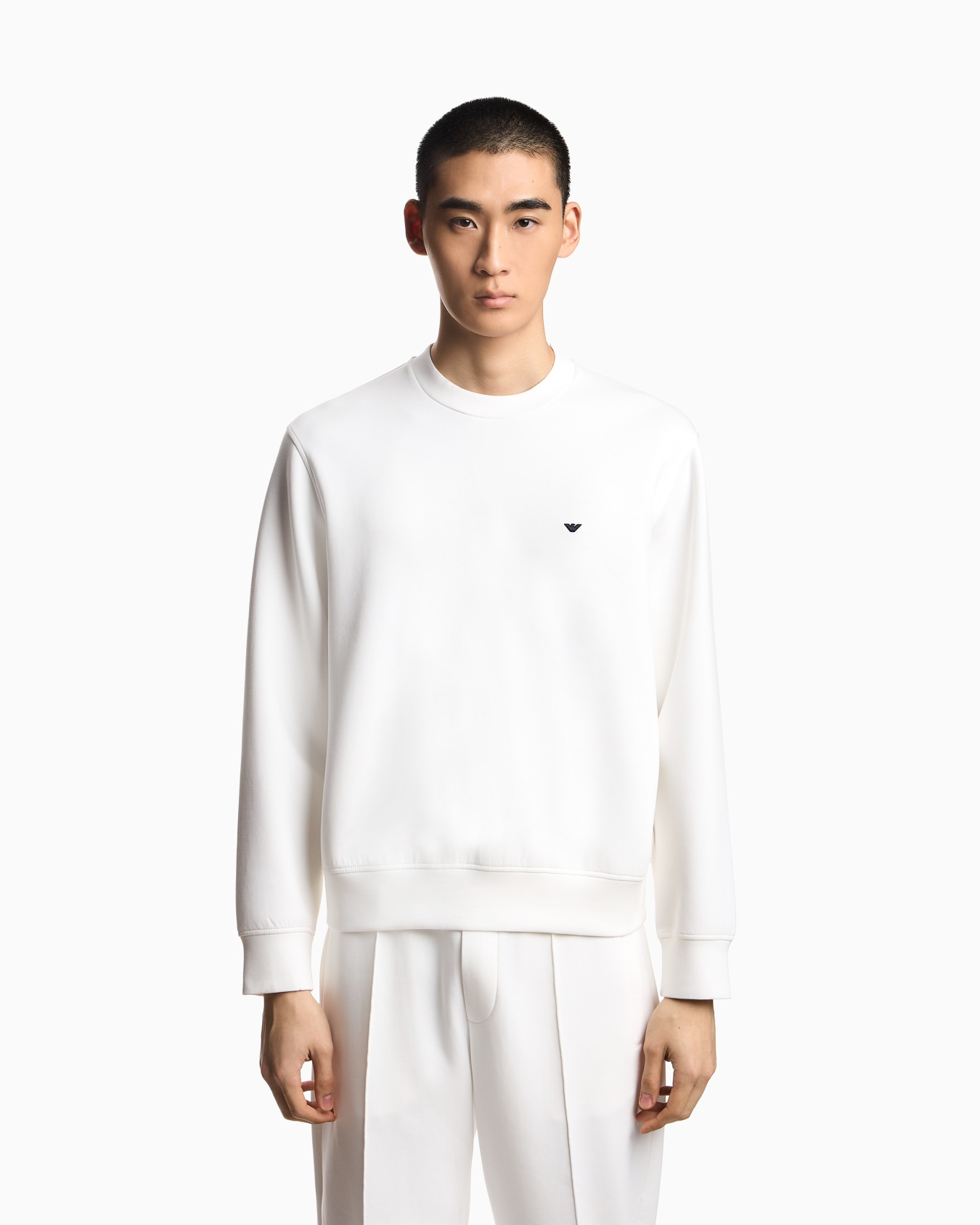 Double jersey sweatshirt with micro eagle embroidery Slide 3