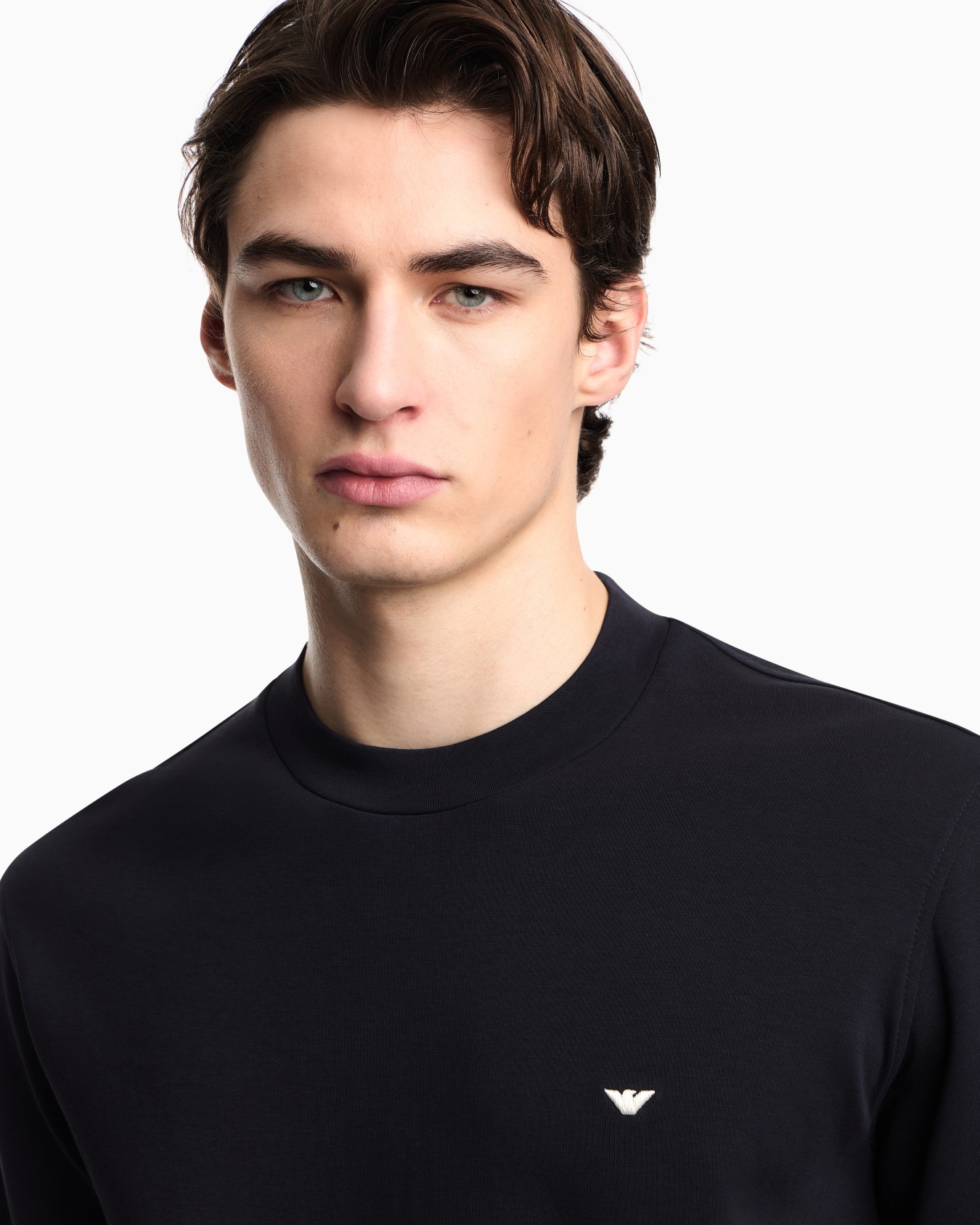Double jersey sweatshirt with micro eagle embroidery Slide 5