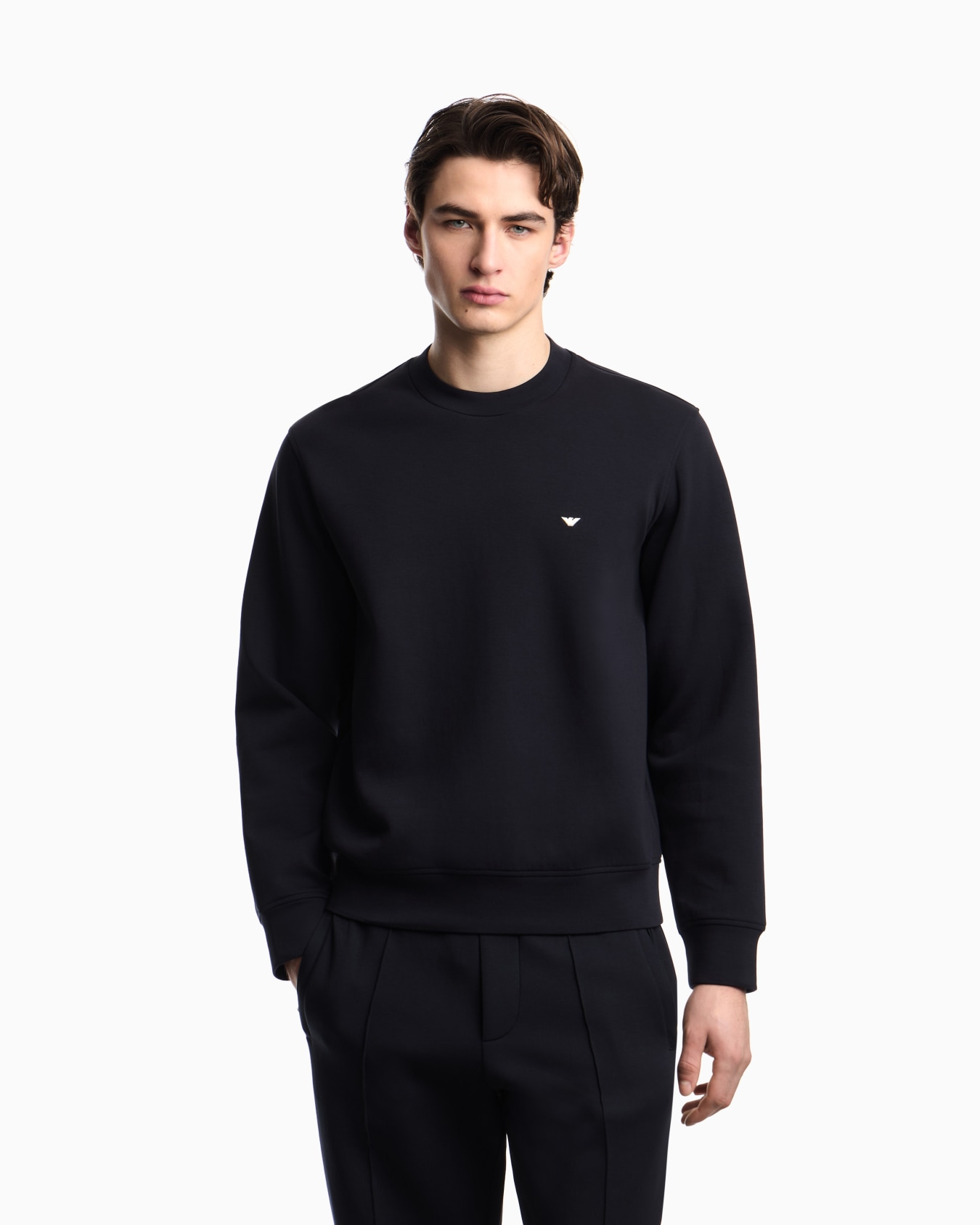 Double jersey sweatshirt with micro eagle embroidery Slide 4