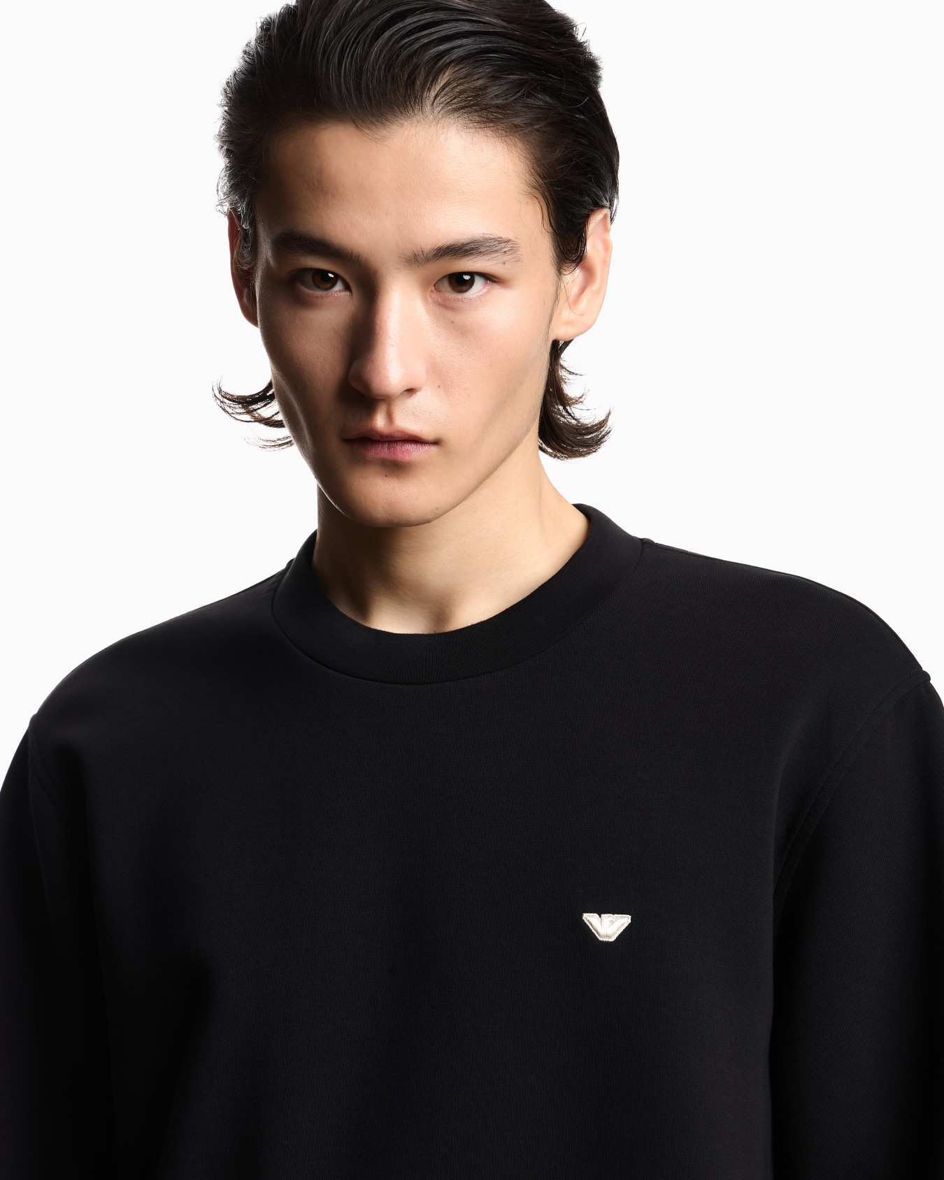 Double jersey sweatshirt with micro eagle embroidery Slide 4