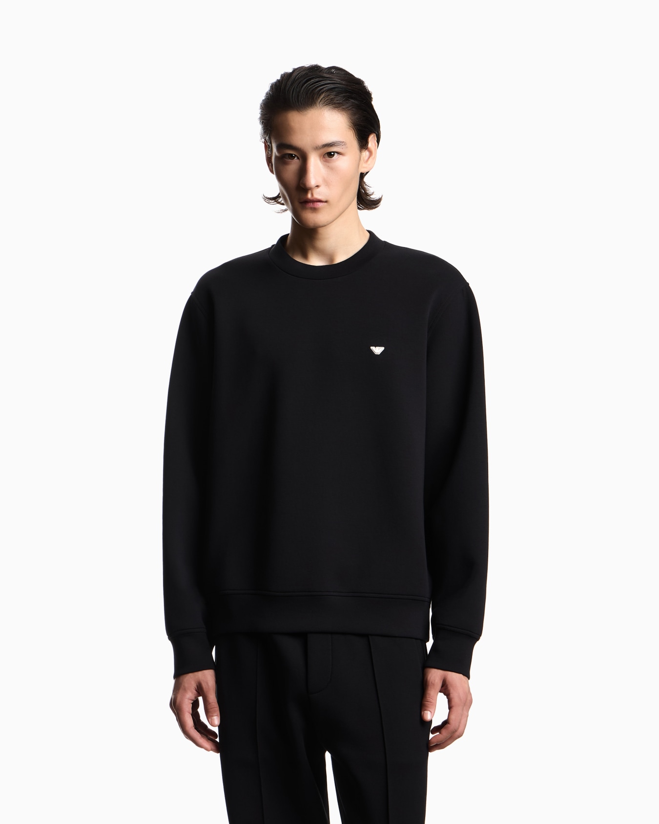 Double jersey sweatshirt with micro eagle embroidery Slide 3