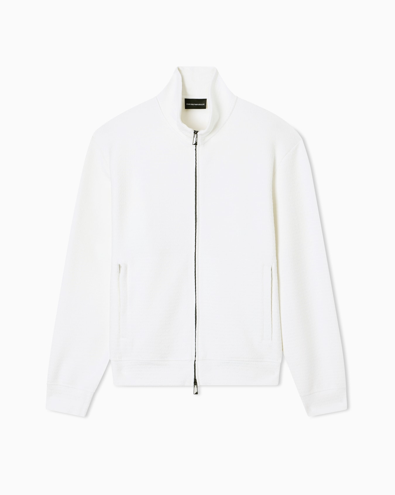 Full-zip sweatshirt in a Lyocell-blend interlock jersey with jacquard lettering Slide 0