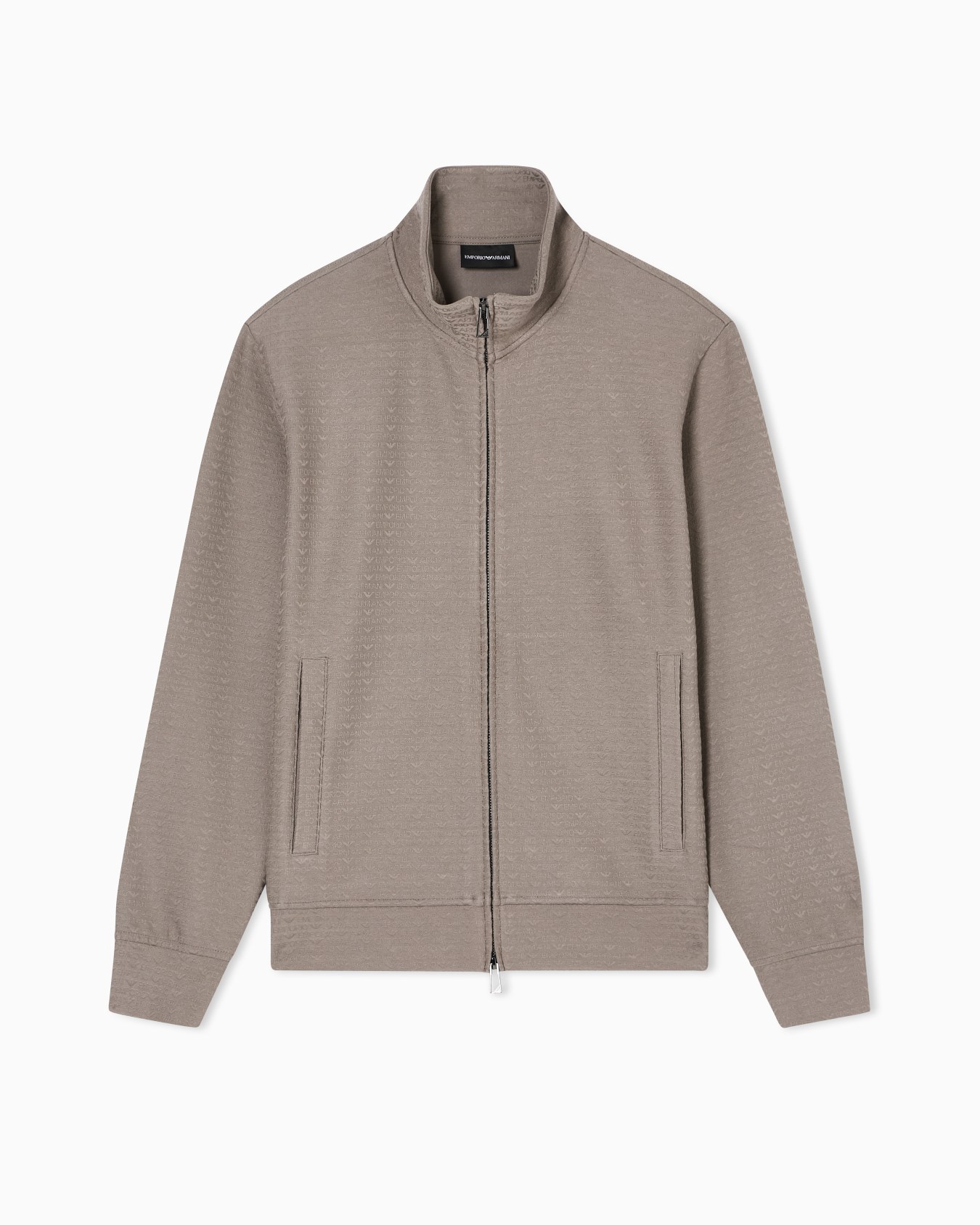 Full-zip sweatshirt in a Lyocell-blend interlock jersey with jacquard lettering Slide 0