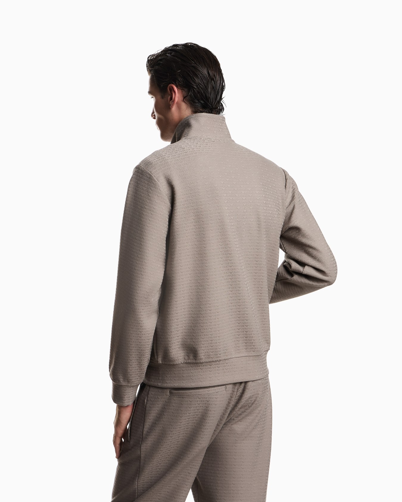 Full-zip sweatshirt in a Lyocell-blend interlock jersey with jacquard lettering Slide 2