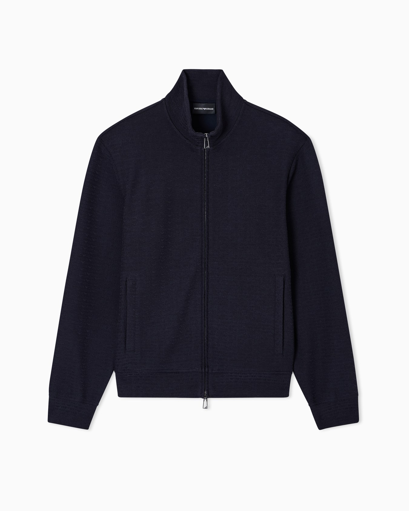 Full zip sweatshirt in lyocell blend interlock jersey with jacquard lettering Slide 0