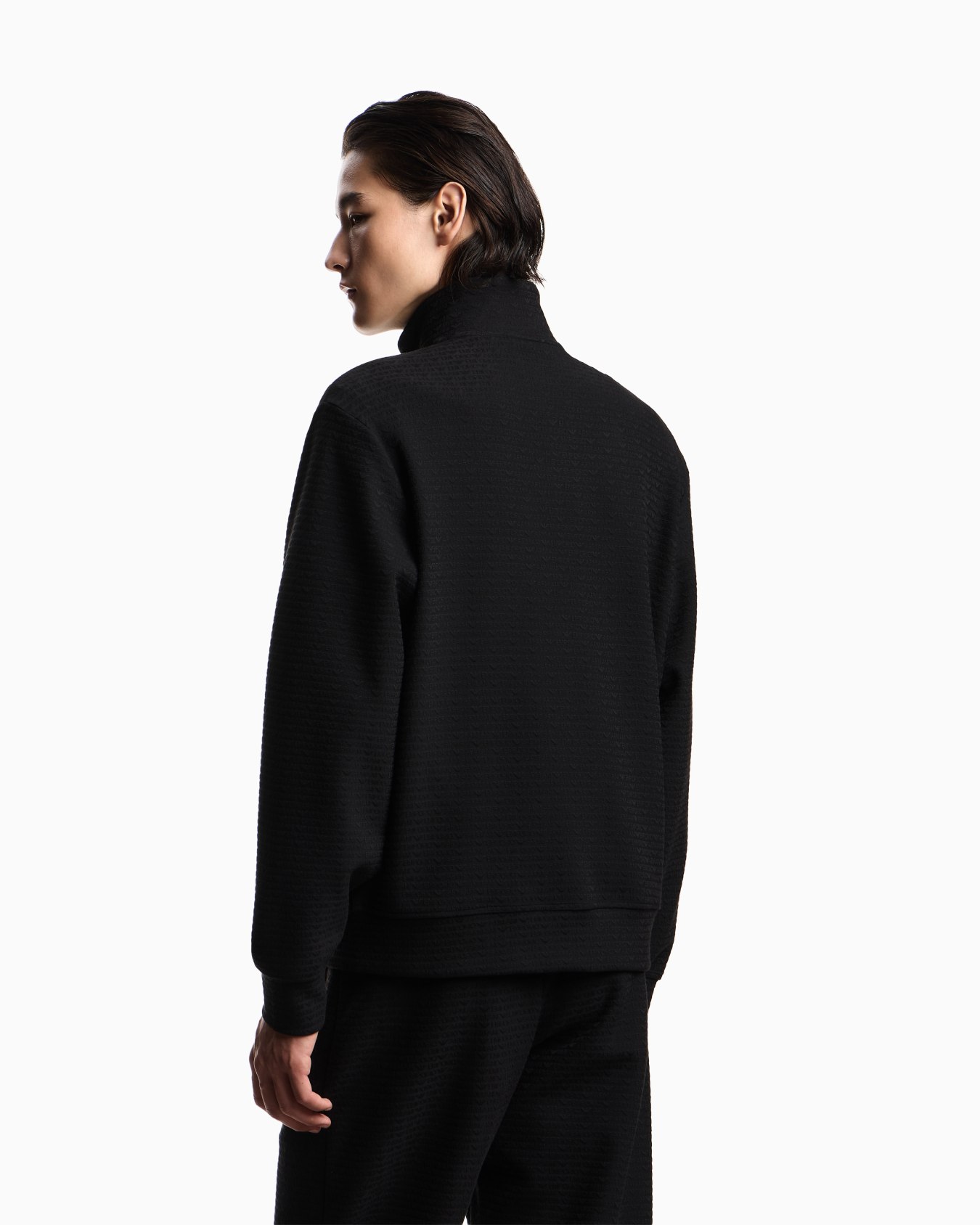 Full-zip sweatshirt in a Lyocell-blend interlock jersey with jacquard lettering Slide 5
