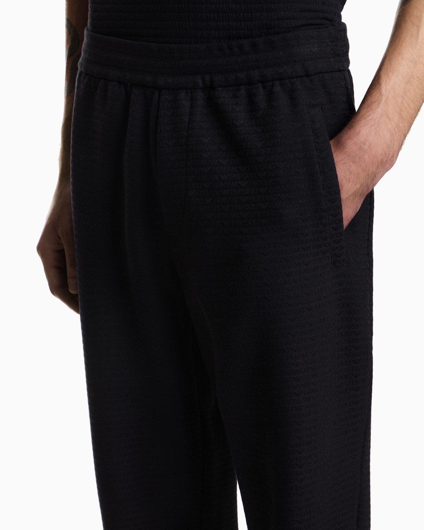 Lyocell-blend interlock-jersey joggers with jacquard lettering Slide 4