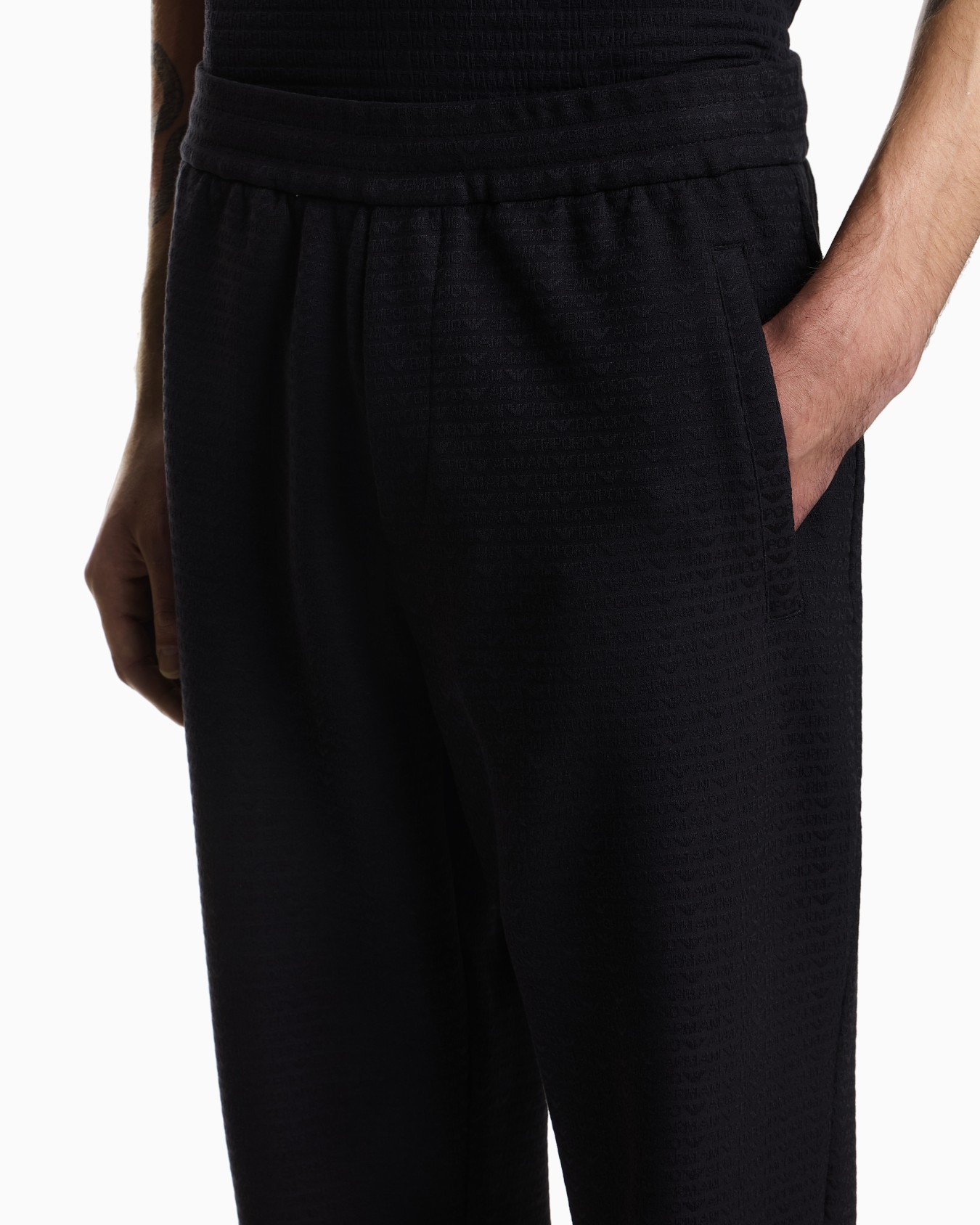 Lyocell-blend interlock-jersey joggers with jacquard lettering Slide 6