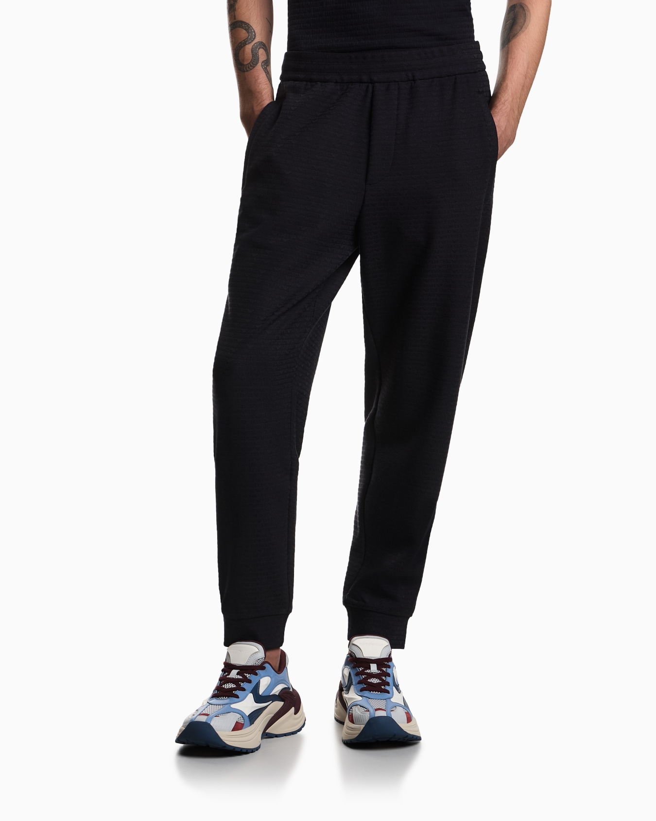Lyocell-blend interlock-jersey joggers with jacquard lettering Slide 3