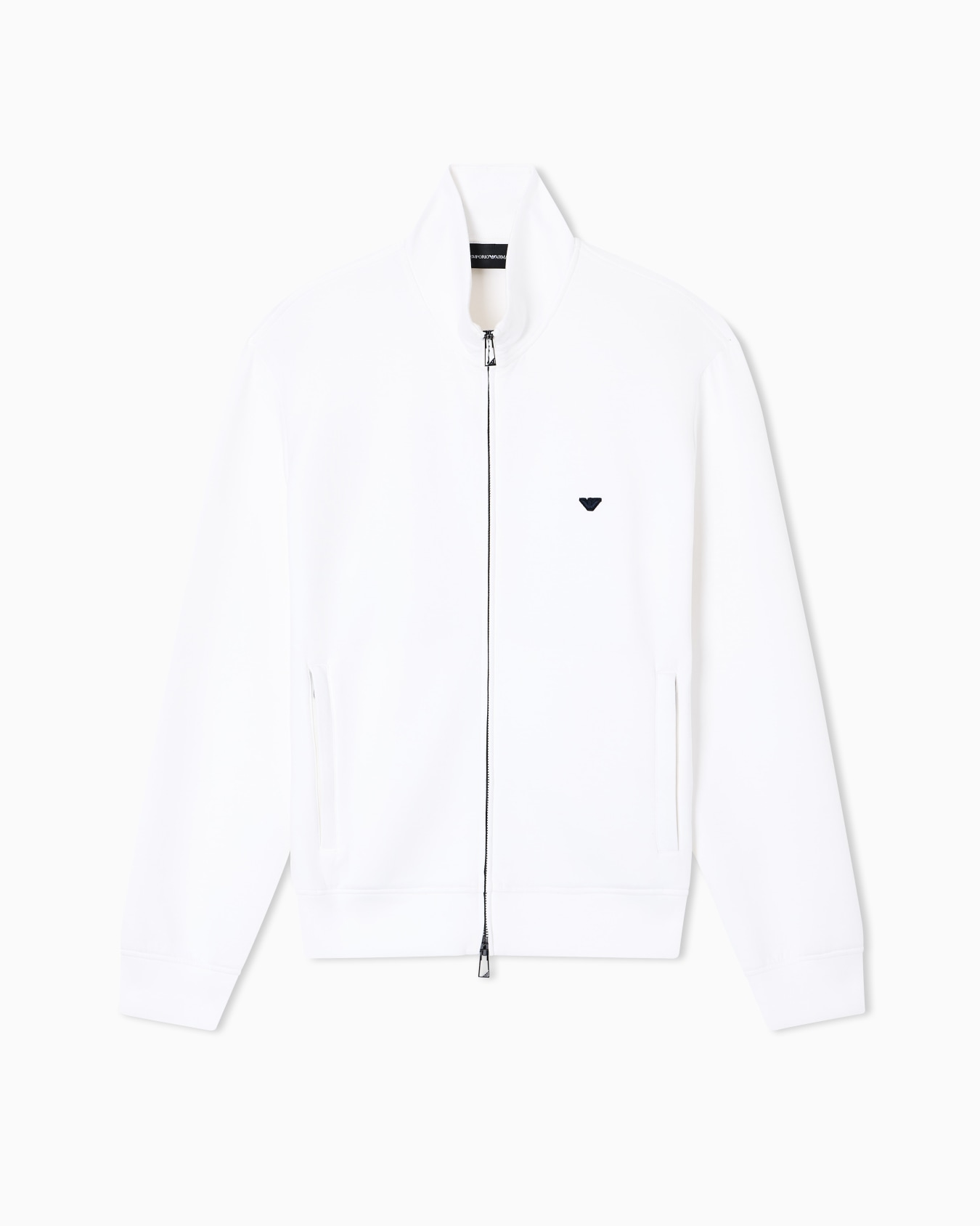Full-zip sweatshirt in double jersey with micro eagle embroidery Slide 0