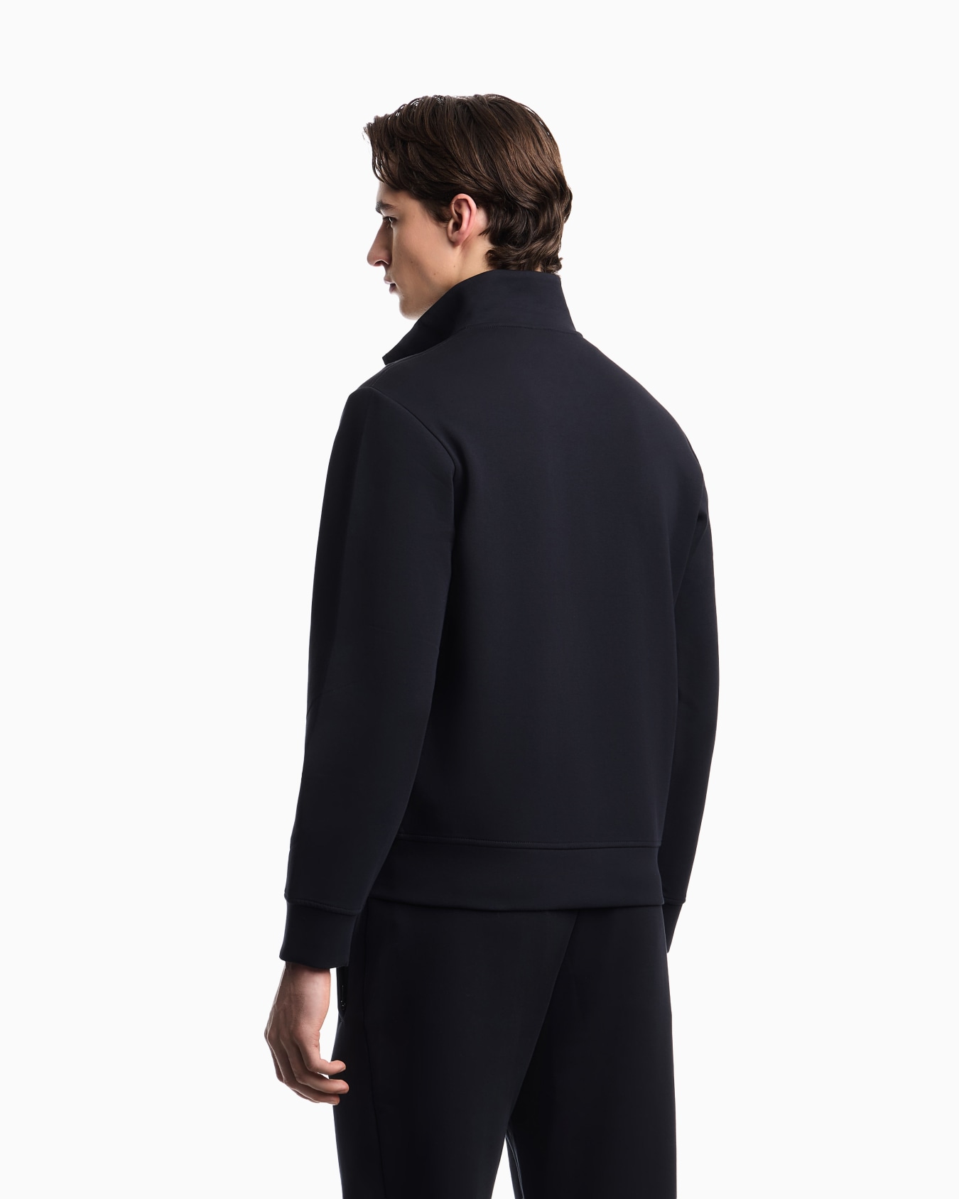 Full-zip sweatshirt in double jersey with micro eagle embroidery Slide 6