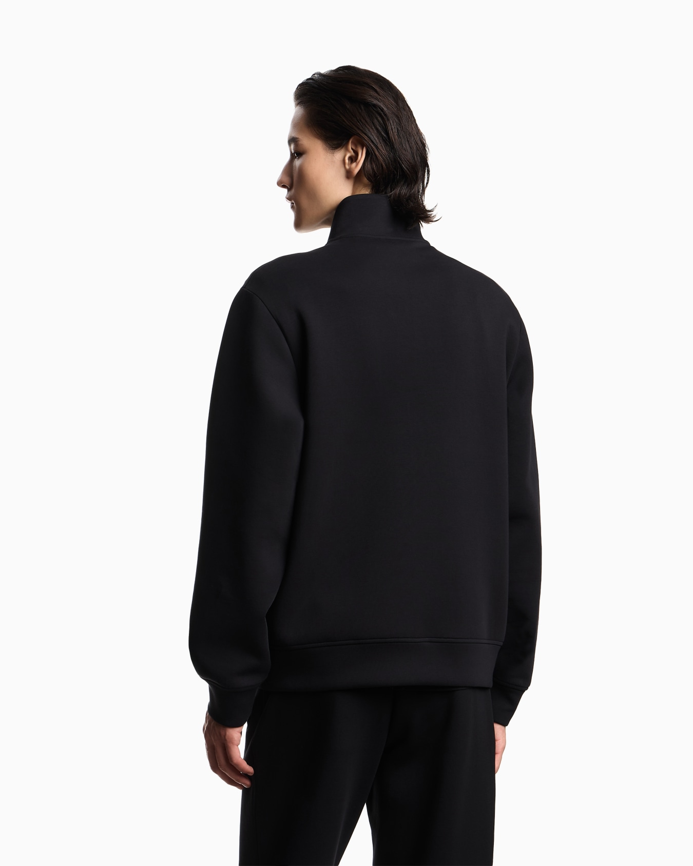 Full-zip sweatshirt in double jersey with micro eagle embroidery Slide 2