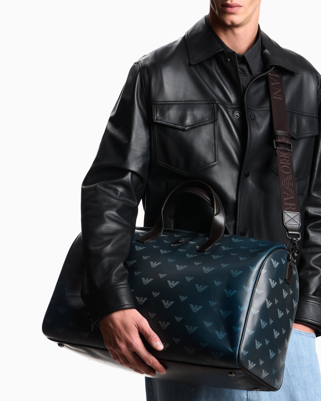 Coated canvas Bauletto bag with all-over eagle Slide 6