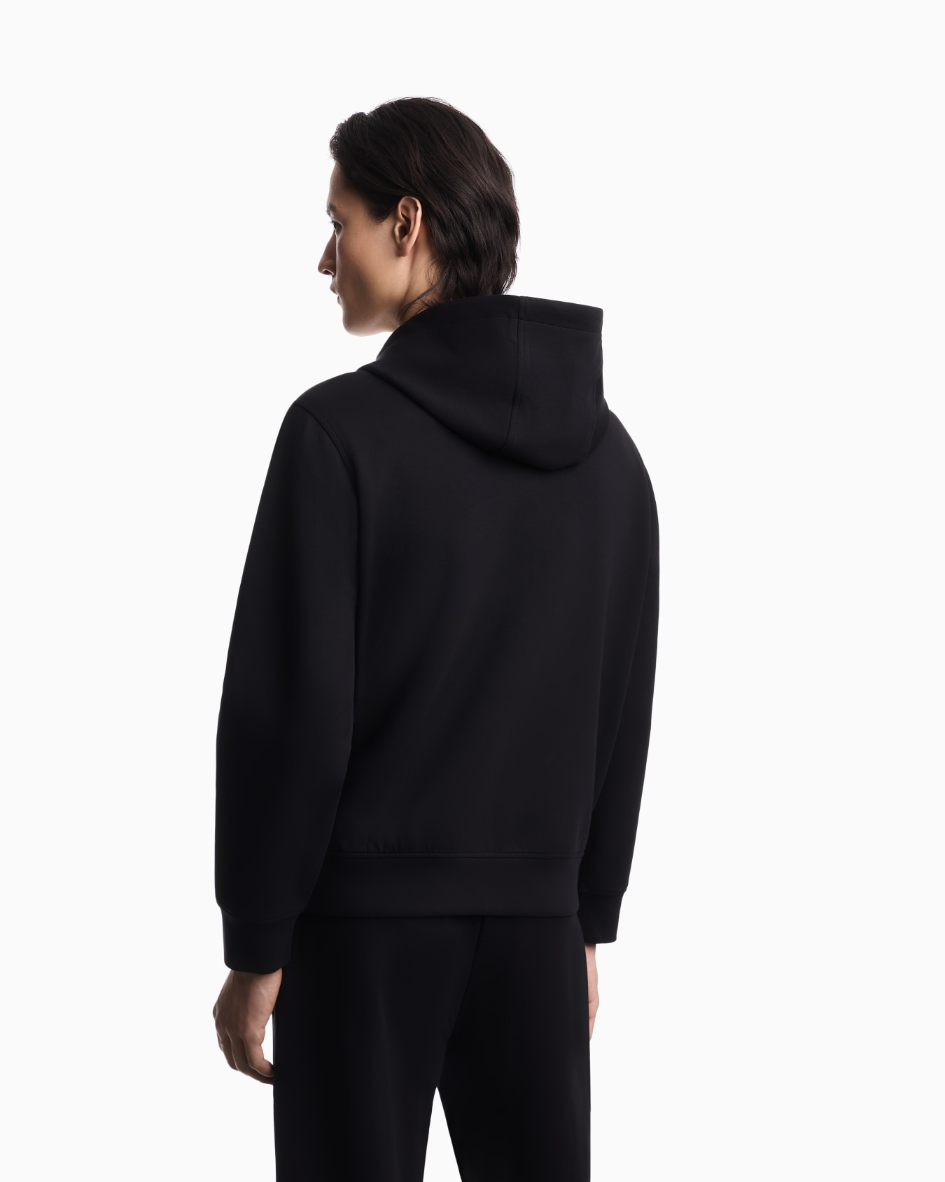 Double jersey zip-up hooded sweatshirt with EA logo embroidery Slide 2