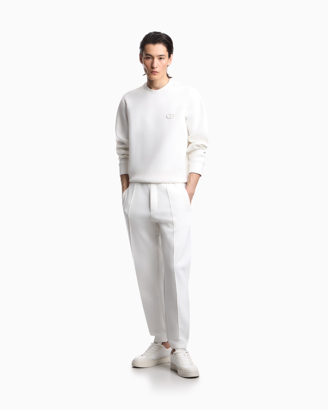 Double jersey sweatshirt with embossed EA logo embroidery Slide 1