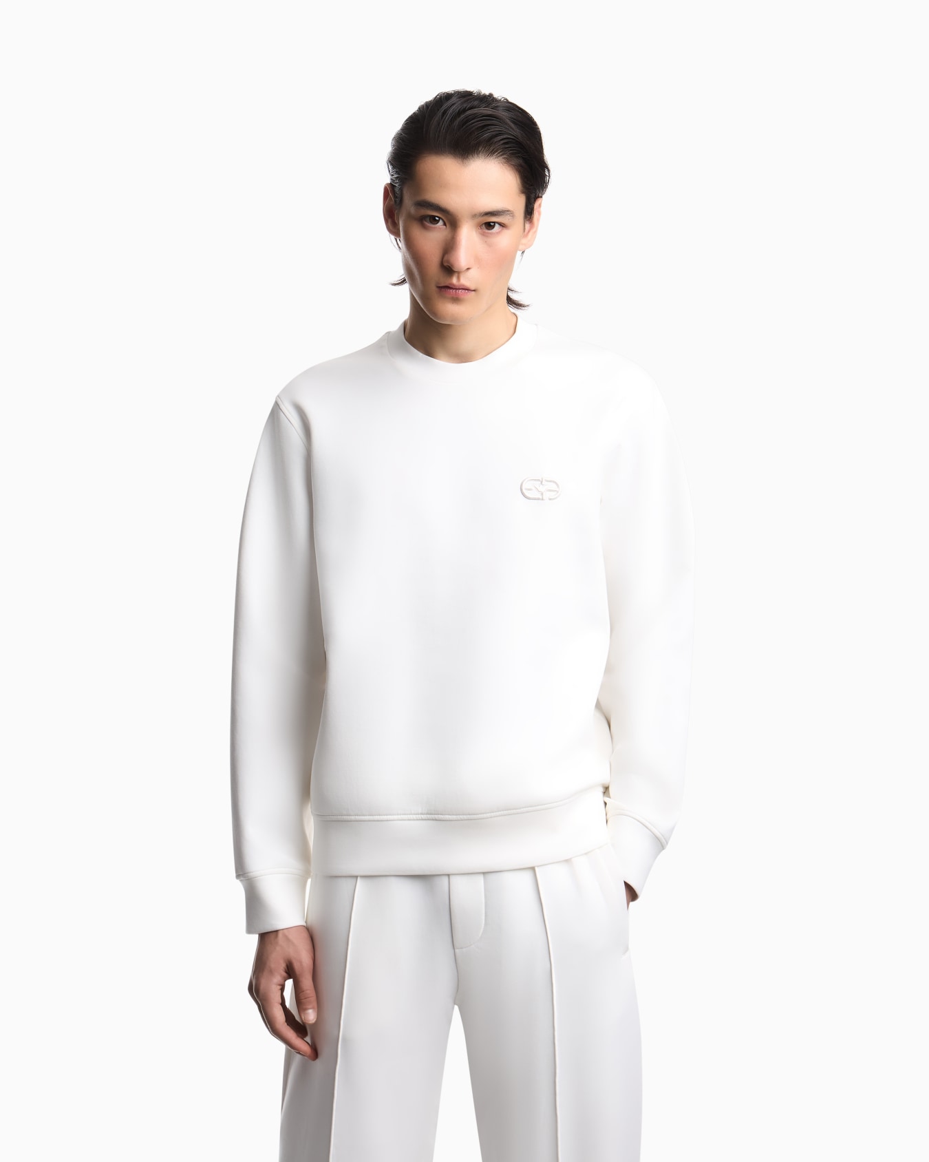 Double jersey sweatshirt with embossed EA logo embroidery Slide 3