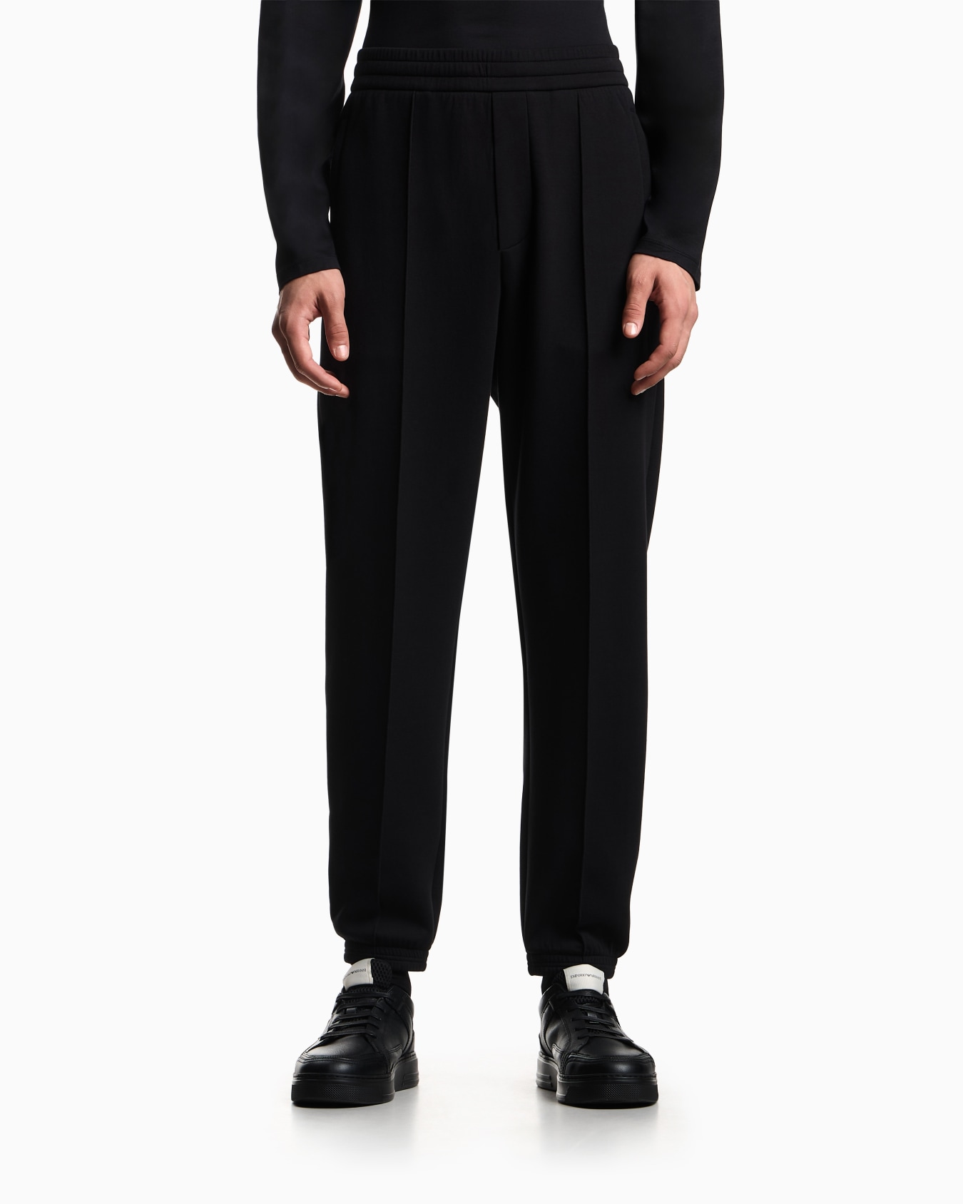 Double-jersey joggers with embroidered micro eagle Slide 3