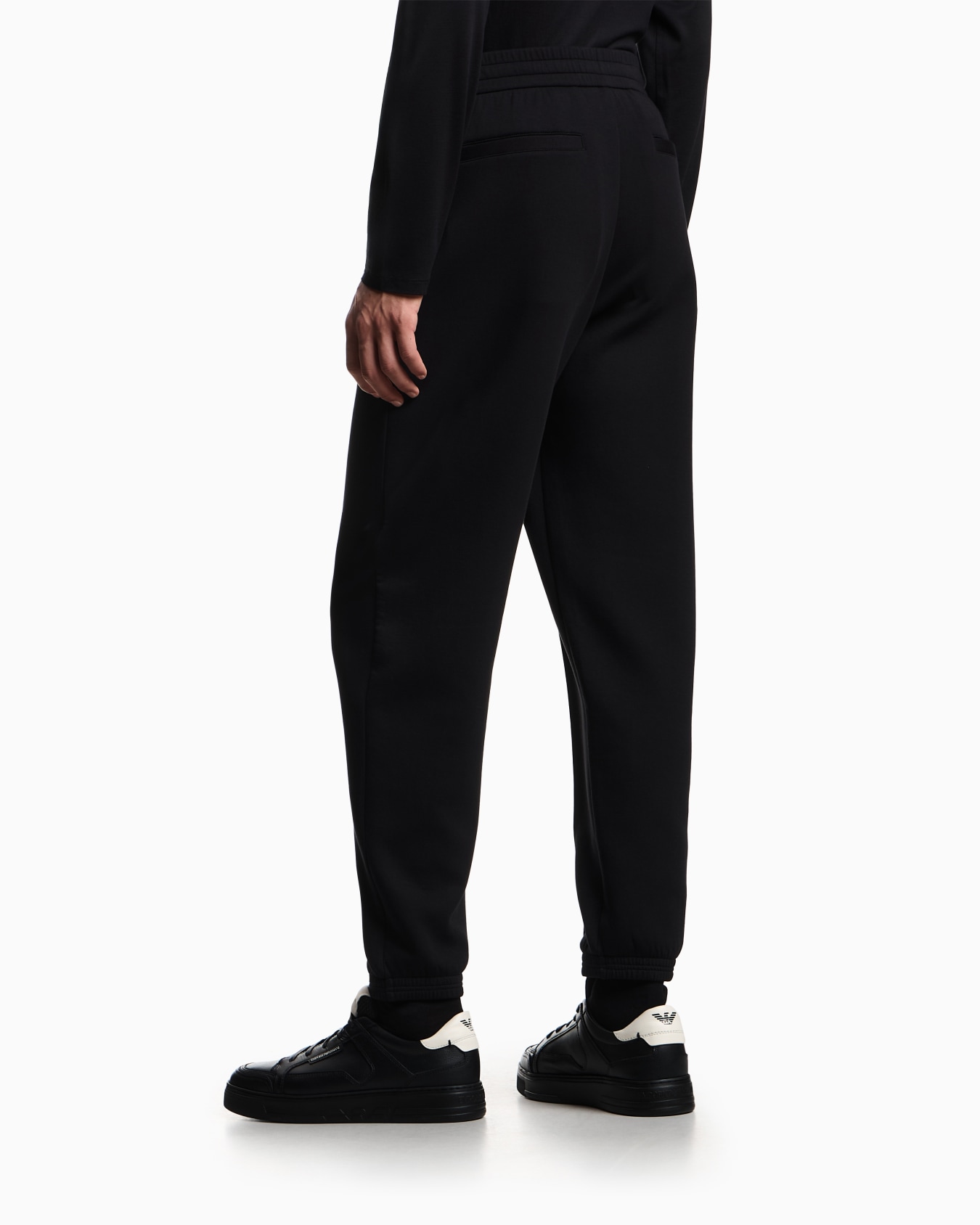 Double-jersey joggers with embroidered micro eagle Slide 2