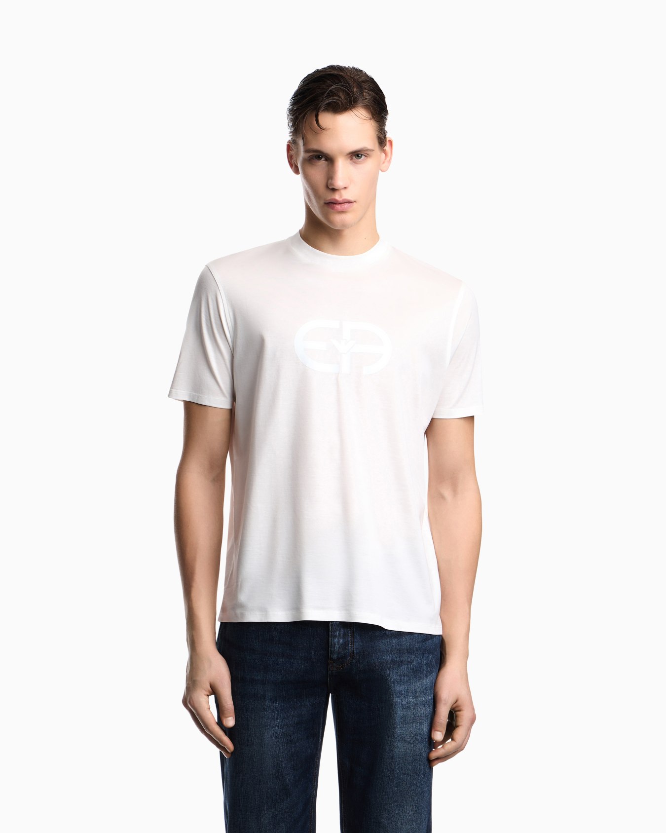 Lyocell-blend jersey T-shirt with EA logo print Slide 3