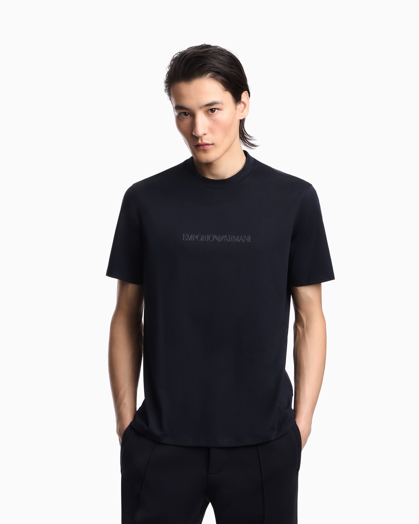 Pima jersey T-shirt with logo print Slide 3