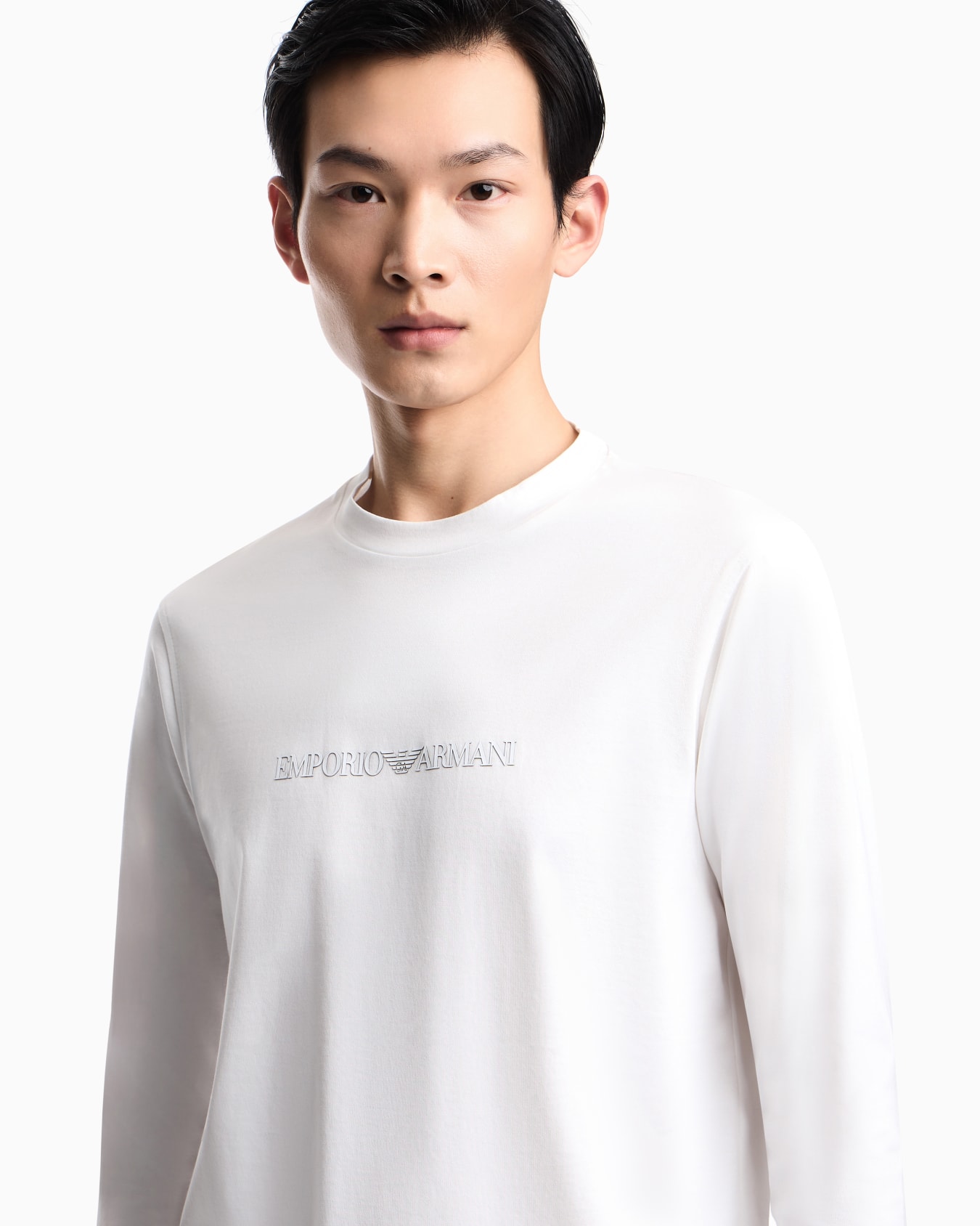 Maglia slim fit in jersey Pima con stampa logo Slide 4